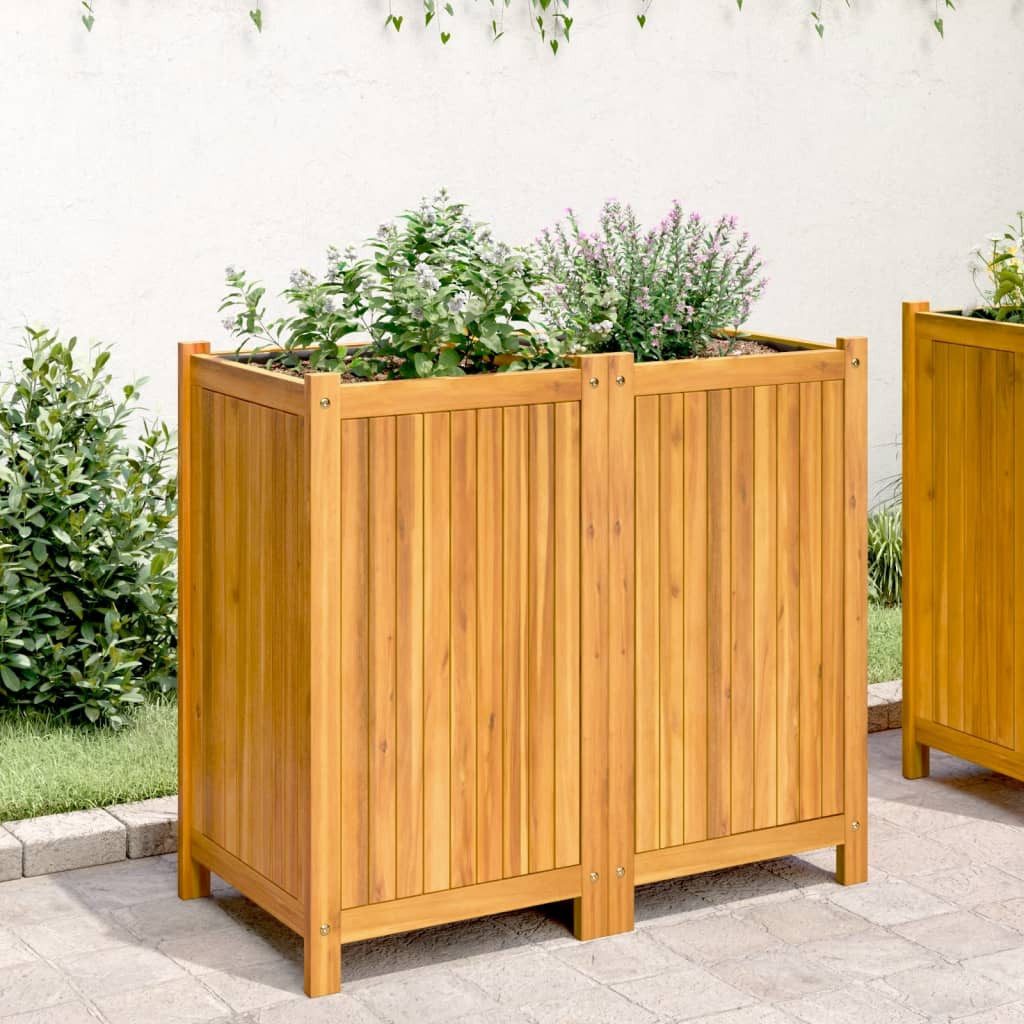 vidaXL Blumentopf Pflanzkübel mit Einlage 84x42x75 cm Massivholz (1 St)