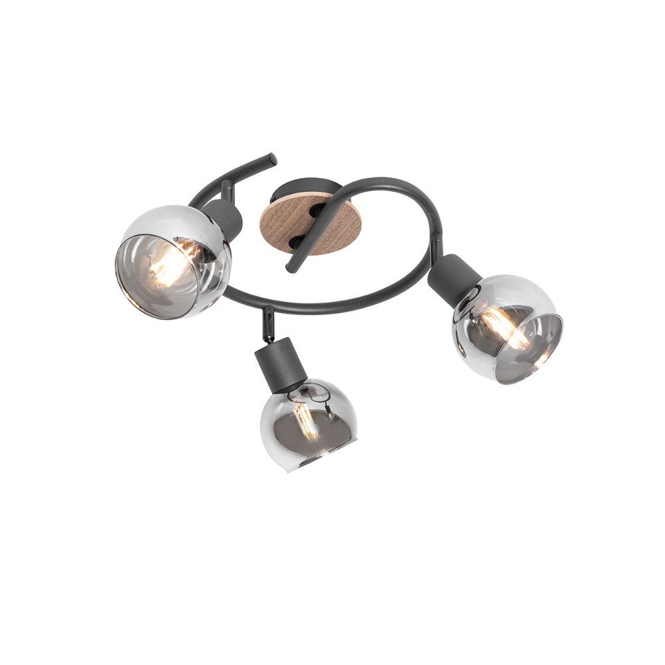 Qazqa LED Aufbaustrahler Vidro, ohne Leuchtmittel, E14, Grau, Modern, Glas, günstig online kaufen