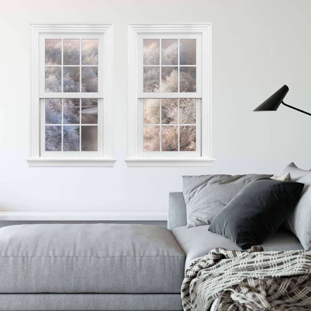 3D Landhaus Doppelfenster Wandbild Bela Fenster selbstklebend Aufkleber Winterlandschaft, K&L Wandtattoo Wall Wandtattoo Art