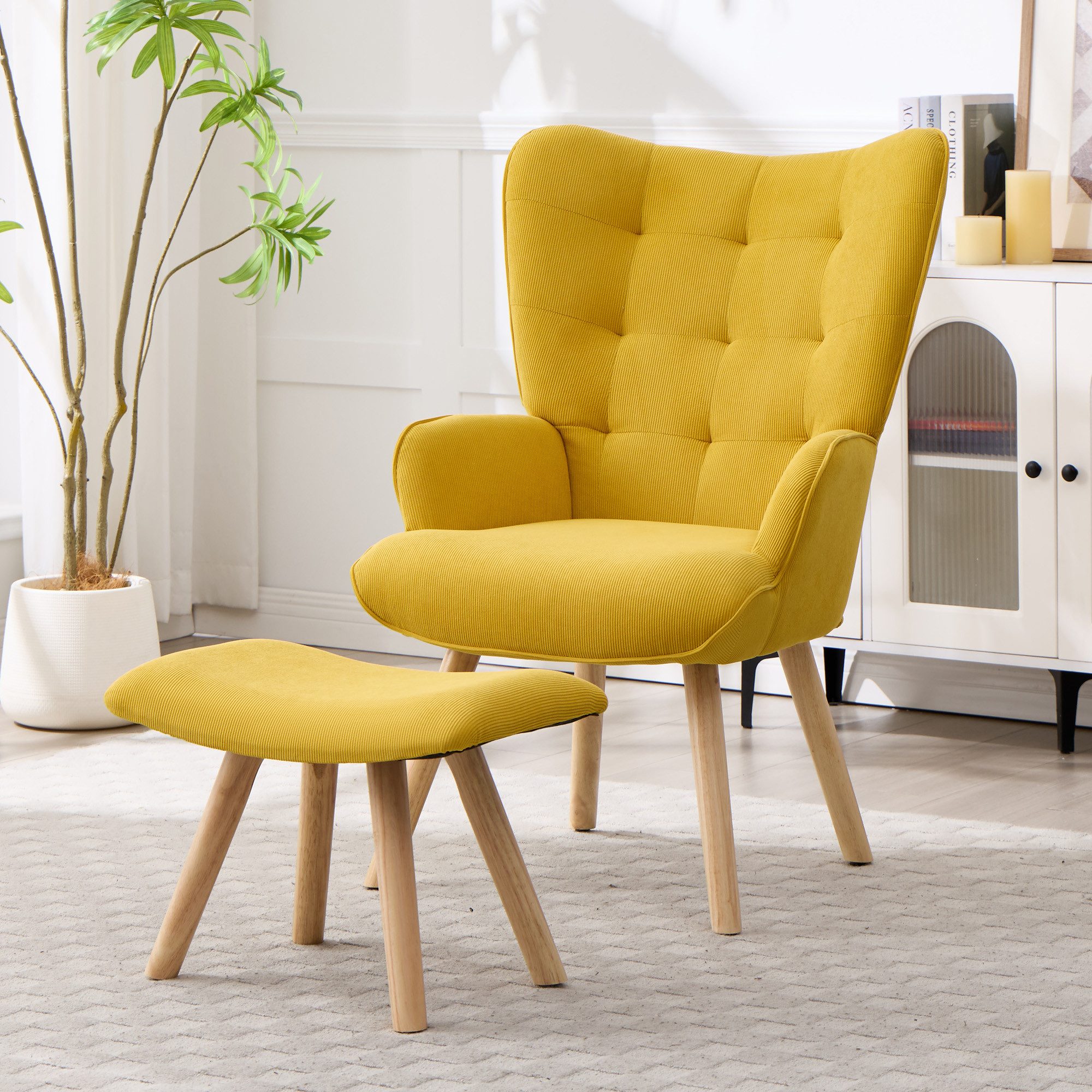 CANMOV Relaxsessel Moderner Relaxsessel mit Hocker, Bequemer Lounge Sessel für Wohnzimmer (1-St., bestehend aus Sessel und Hocker), Ergonomischer Polstersessel mit Hocker, Bequemer Lesesessel