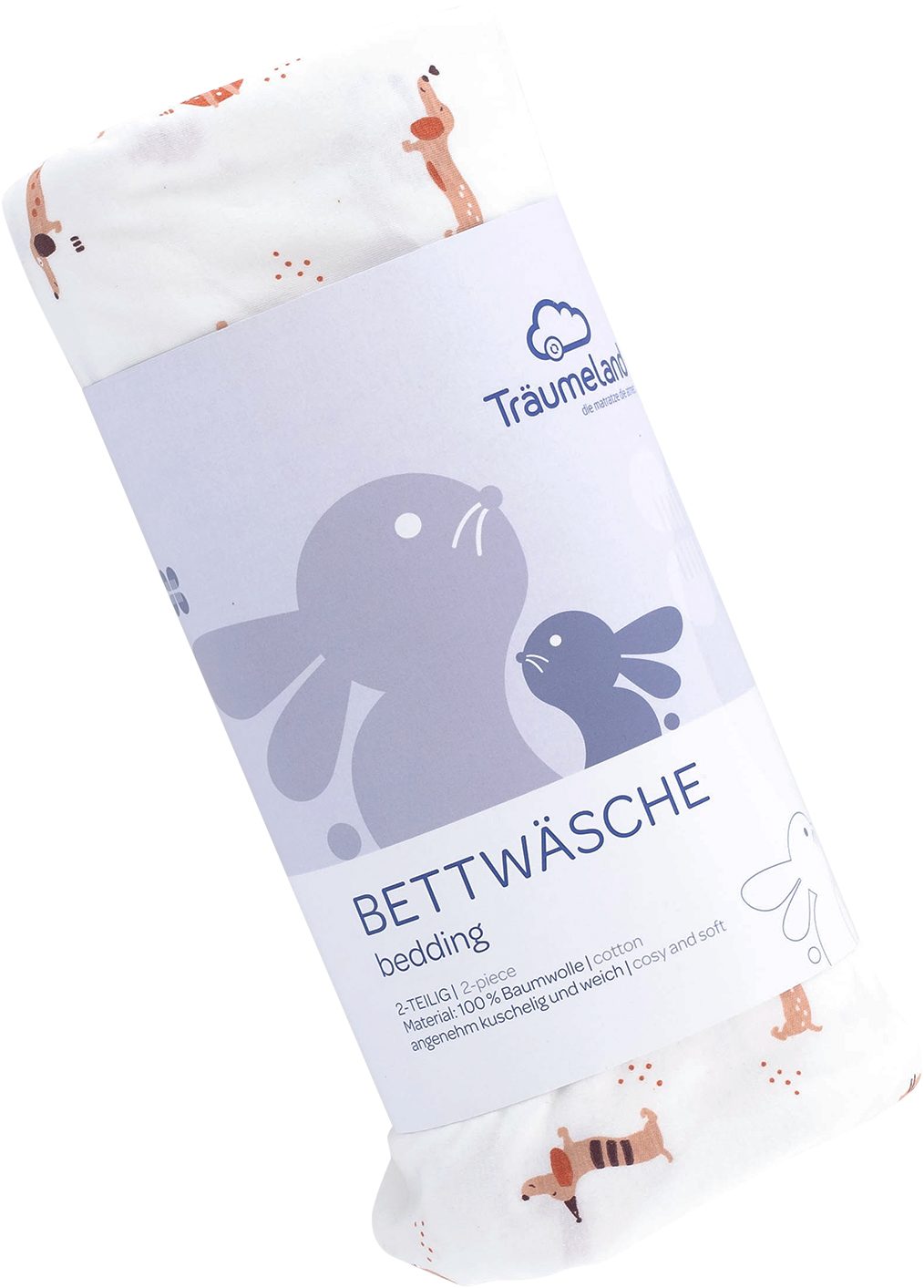 Träumeland Babybettwäsche Jersey Cats & Dogs, Jersey, 2 teilig, mit niedlichem Allover-Print