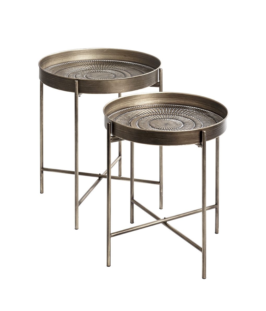 Beistelltisch (2er Set) in kupfer, Metall - 49x42cm (HxD)