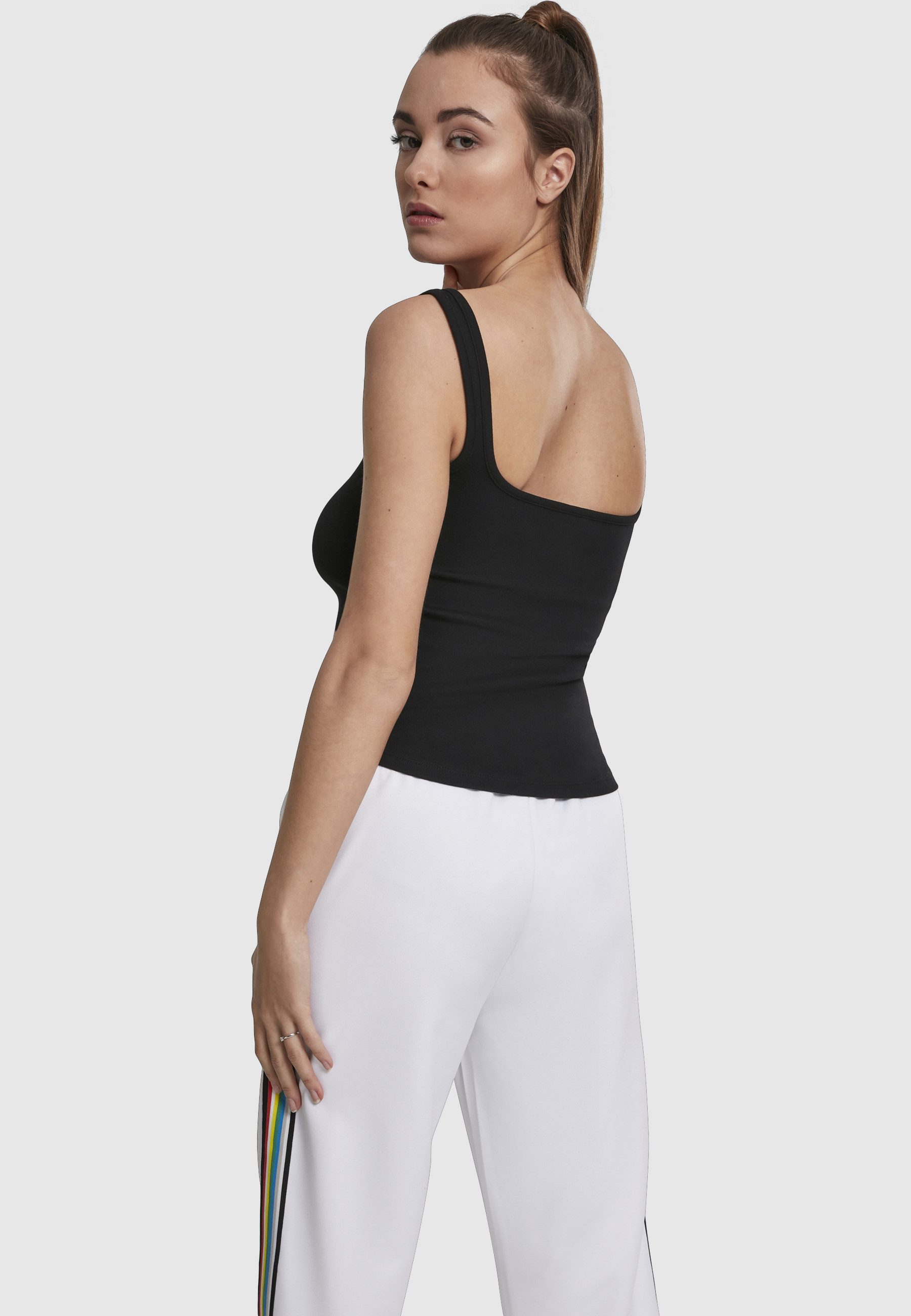URBAN CLASSICS Yoga & Relax Shirt Urban Classics Damen Ladies Wide Neck Top (1-tlg)