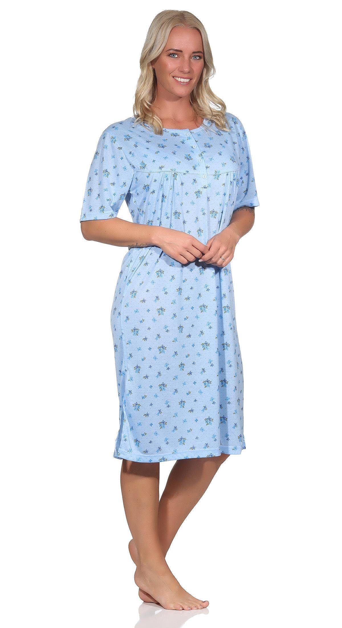EloModa Nachthemd Damen Nachthemd Schlafshirt Nachtwäsche, Gr. 38 40 42 44 (1-tlg) Blau