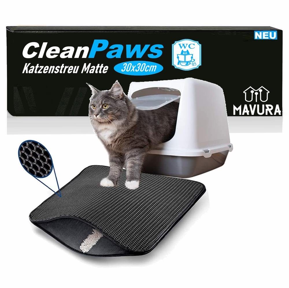 MAVURA Katzenstreu CleanPaws Katzenklo Vorleger Matte Katzenmatte, Katzenstreu Sammler Unterlage wasserdicht 30x30cm