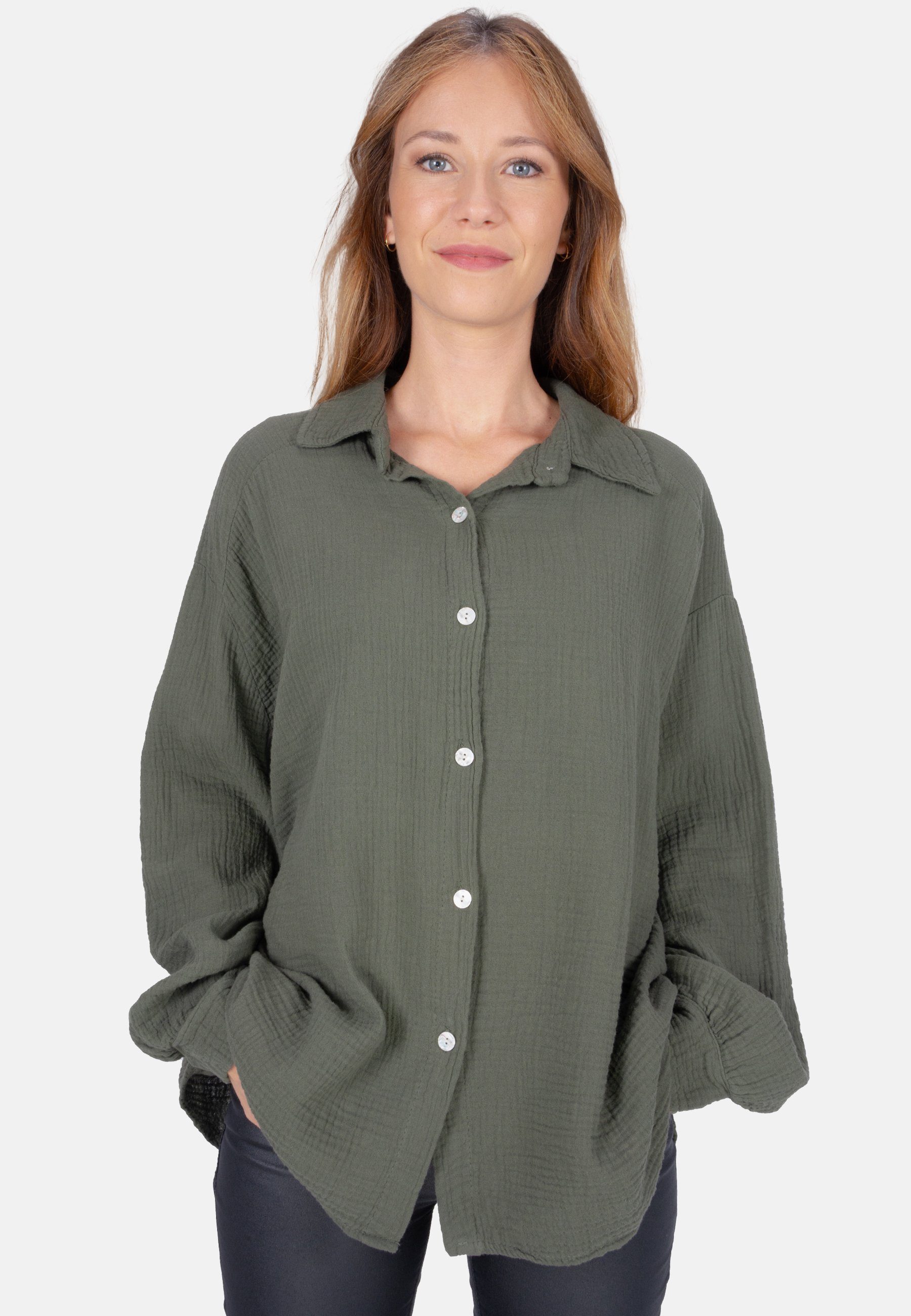 Seasons of April Hemdbluse Oversized Musselinbluse günstig online kaufen