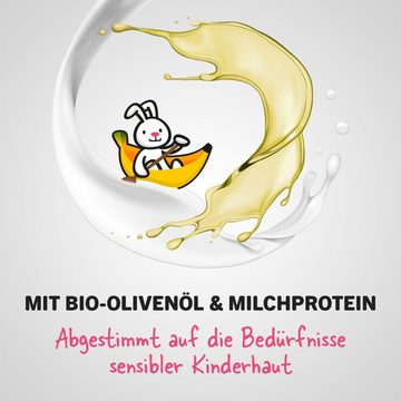 sanosan Duschgel 2in1 Dusche & Shampoo Himbeere & Leichtkämm Spray - Haarpflege für Kinder mit Bio Olivenextrakt & Milchprotein - Duschgel, Haarshampoo, Leichtkämmspray - Haarpflege & Hautpflege, 1-tlg.