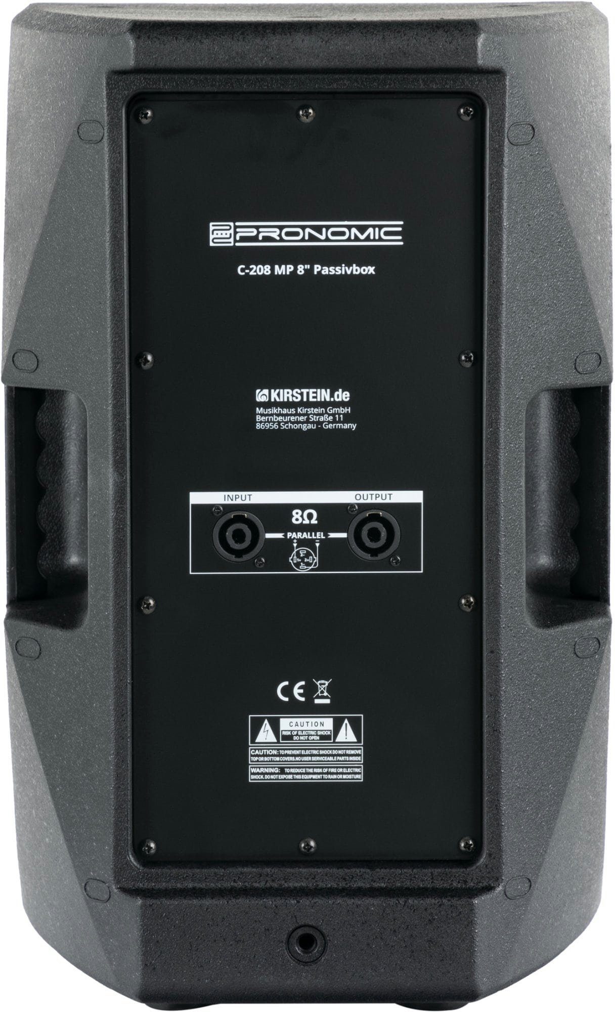 Tragegriffe 2-Wege W, & MP Paar Lautsprecher passive C-208 8"- im (150 Pronomic Gehäuse) strapazierfähigem Box 2 mit Multifunktionsgehäuse Passivboxen
