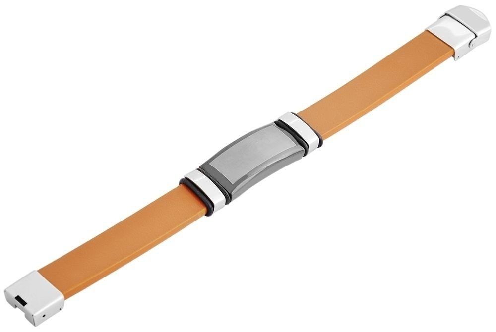 Braun1 Armband (einzeln) mit Echtleder aus AKZENT Edelstahlelement Jovan Lederarmband