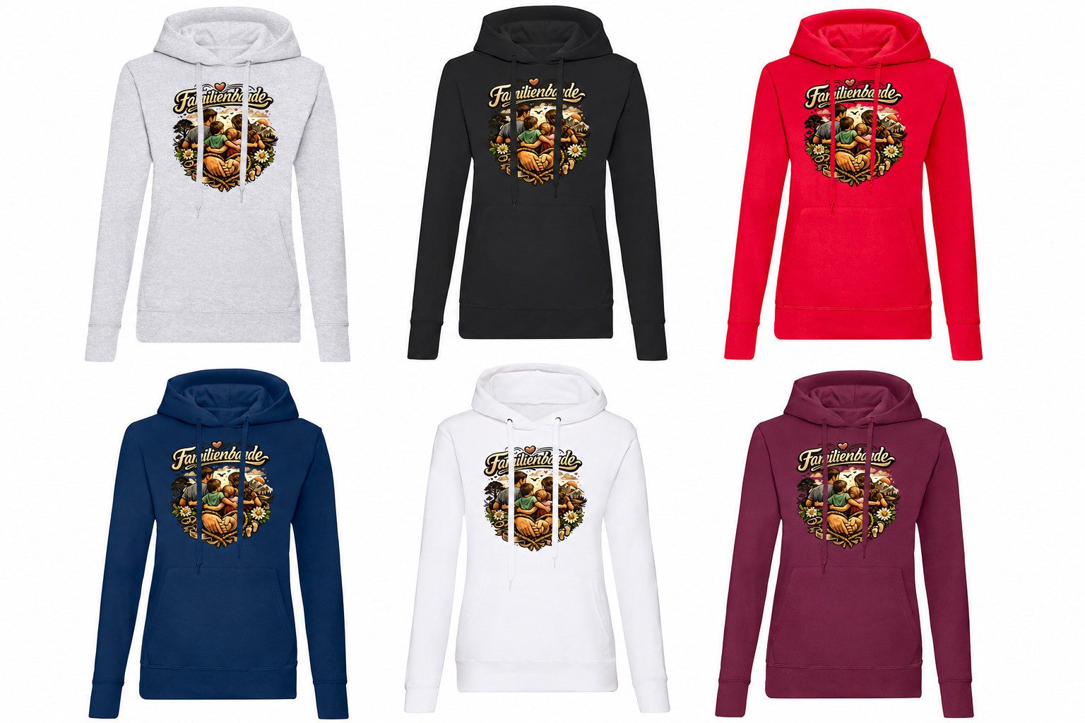 Blondie & Brownie Hoodie Familienbande Damen Hoodie Print Familie Geschenk Urlaub Deutsch Motiv (Einzelstück, Einzelartikel)