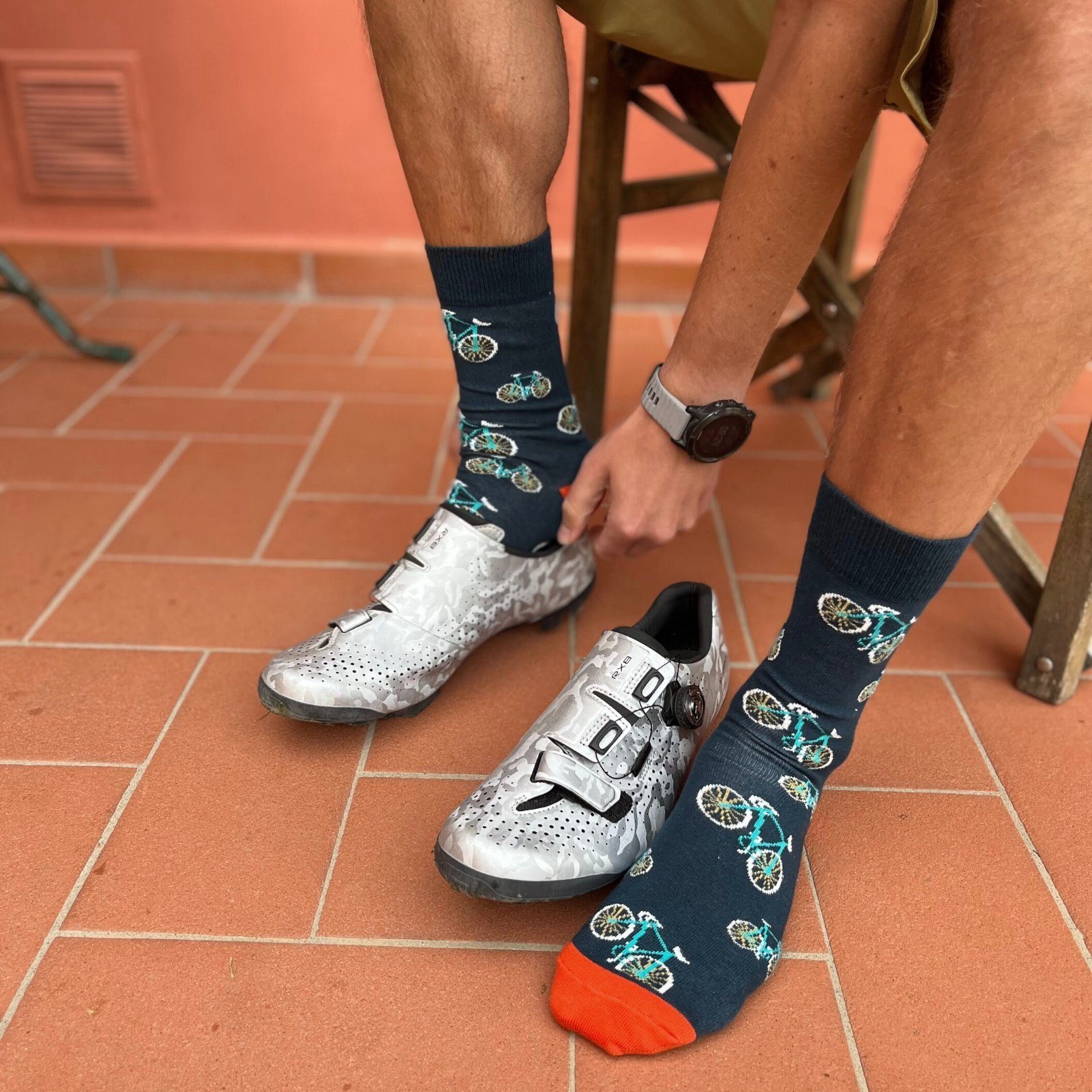 Soxo Socken Fahrrad Socken (Paar, Geschenke Herren 1-Paar, Set) Männer 40-45EU Lustige Fahrrad Blau Für