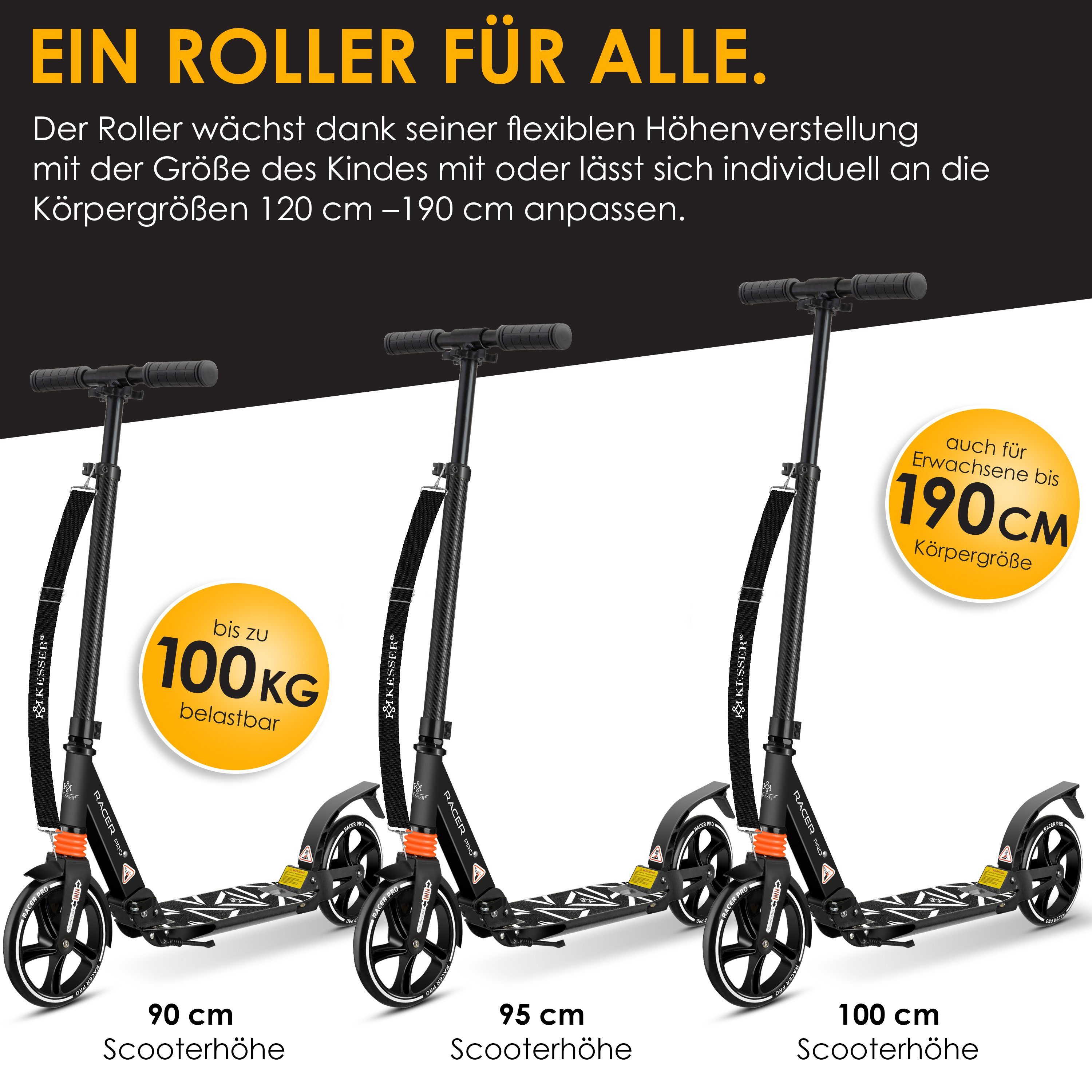 KESSER Scooter, Cityroller Scooter 205mm Räder PU Big Wheel Pro-S Tretroller