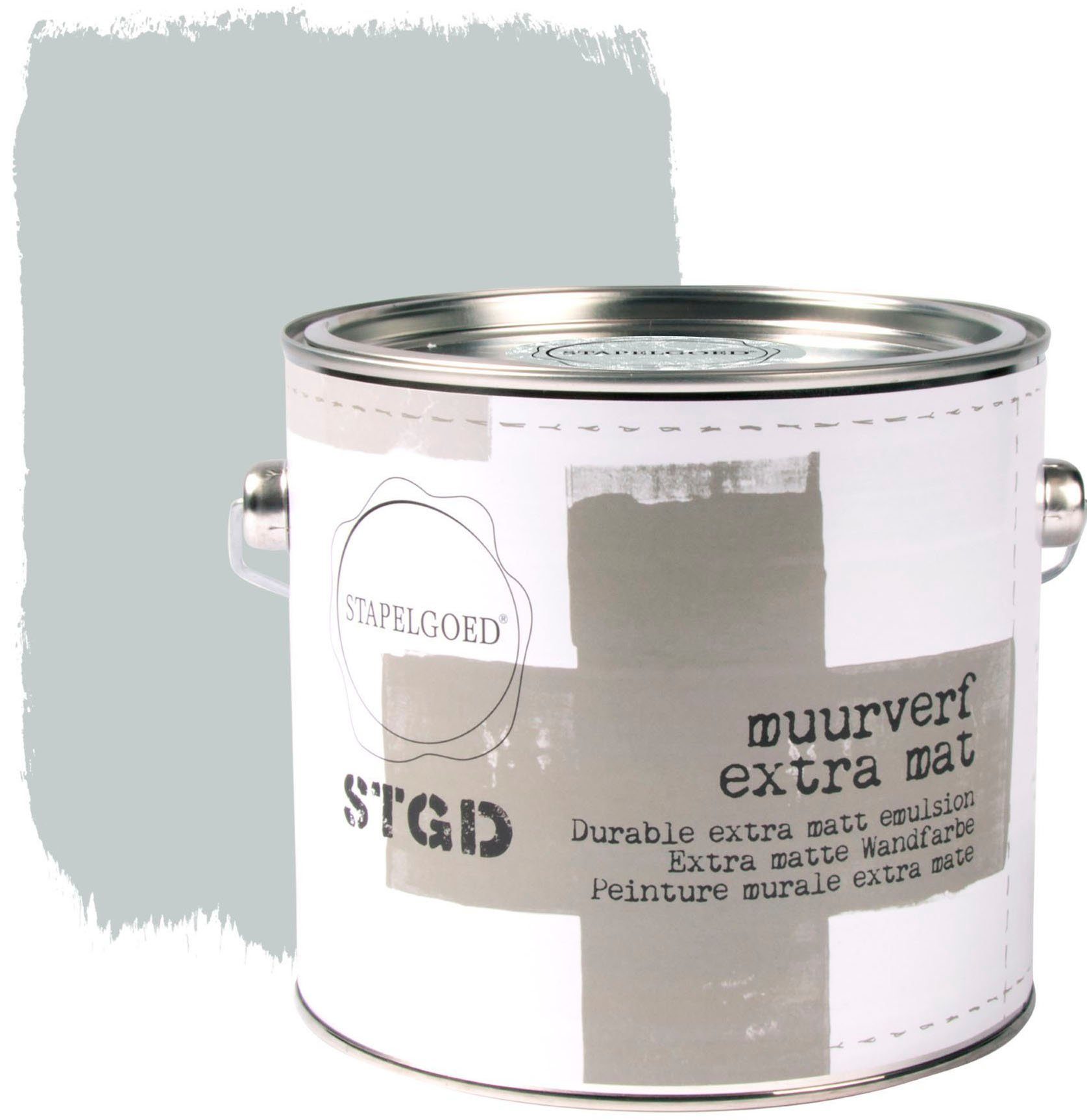 STAPELGOED Wandfarbe STGD muurverf grey shades, extra matt, hochdeckend und waschbeständig, 2,5 Liter Dolphin Grau
