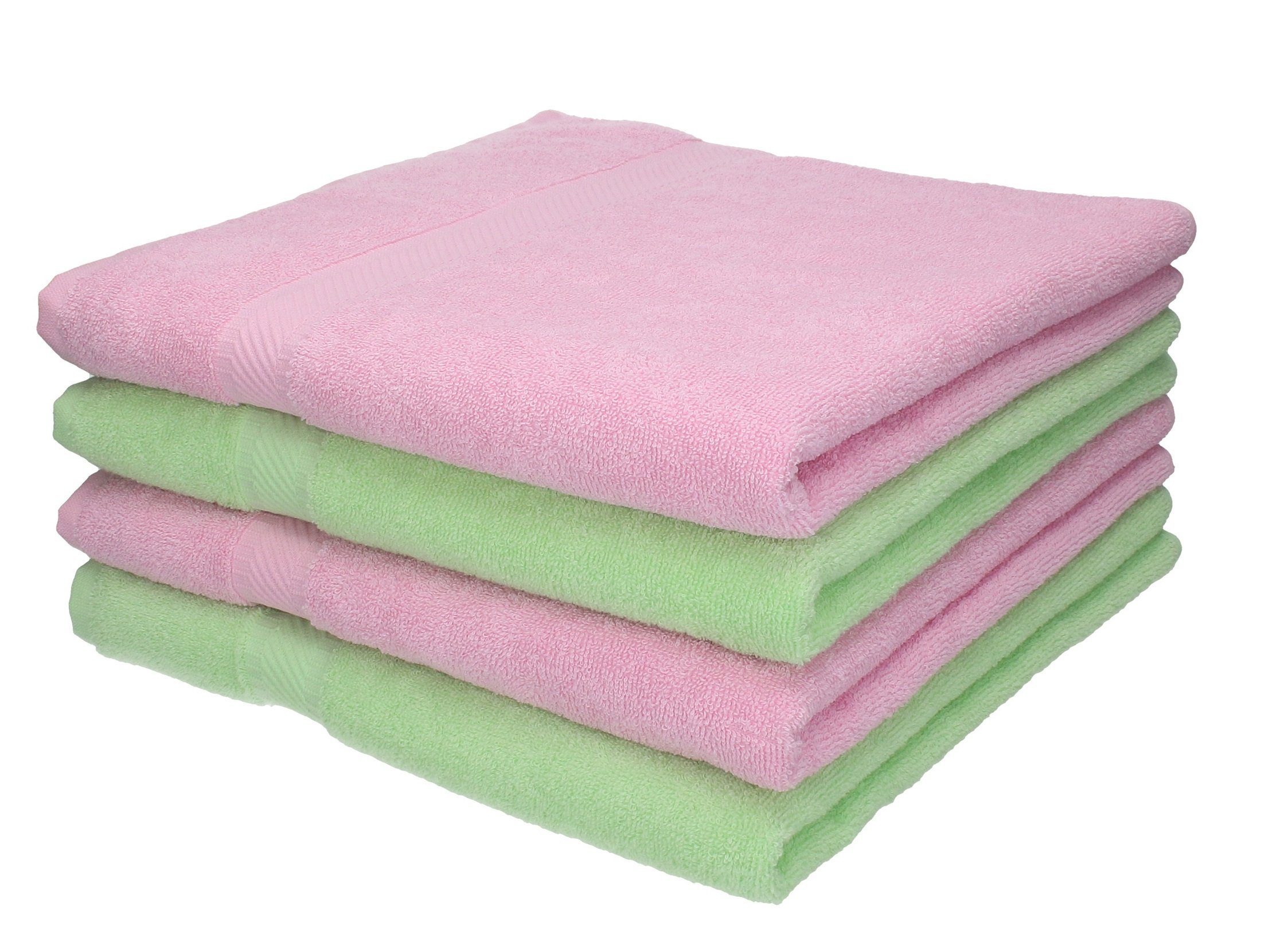 Betz Duschtücher 4 Stück Duschtücher Duschtuch-Set Palermo Farbe grün und rosé, 100% Baumwolle