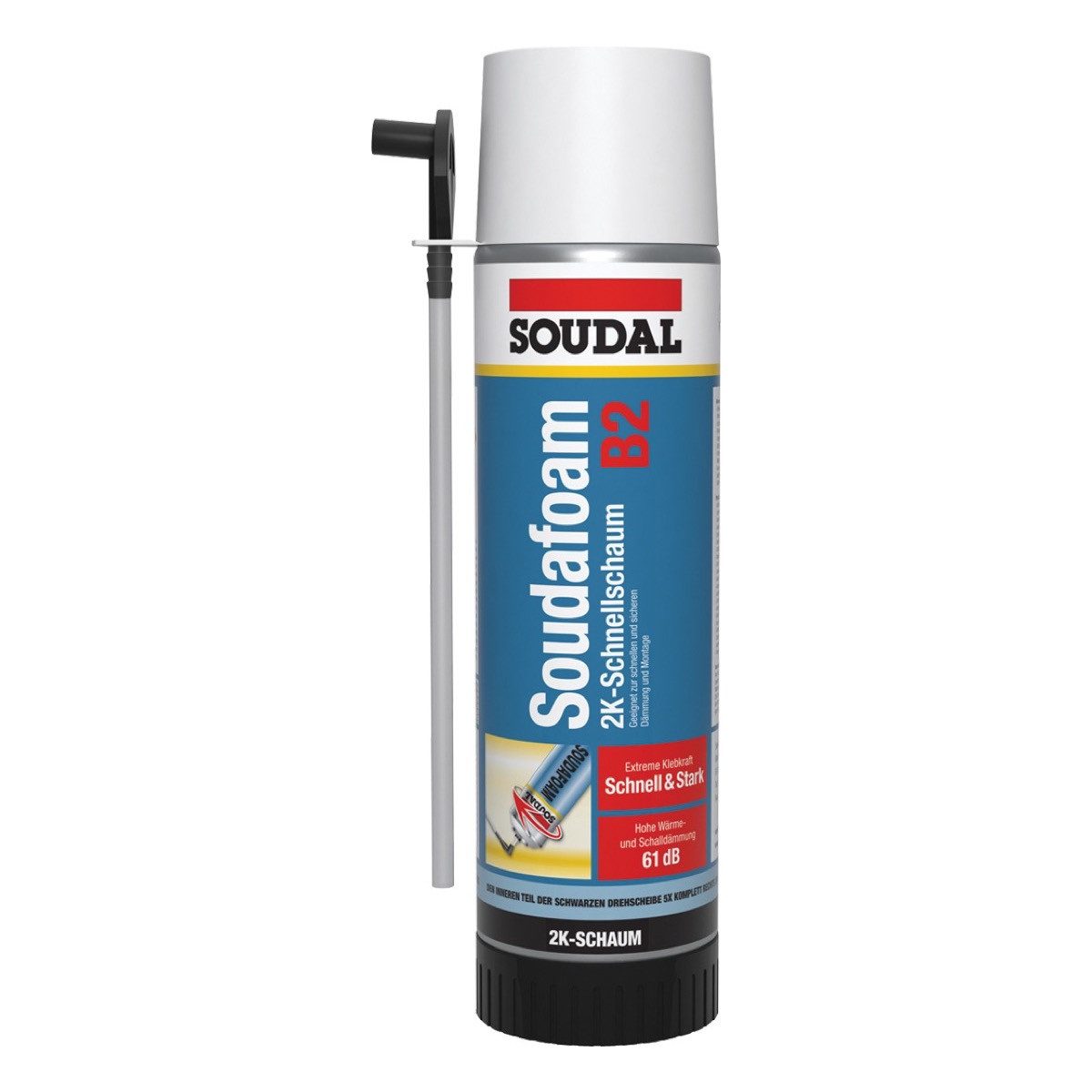 SOUDAL Montagekleber Soudafoam 2K B2, 2K PU-Montageschaum – Schnelle Aushärtung – Ideal für Türen & Fenster