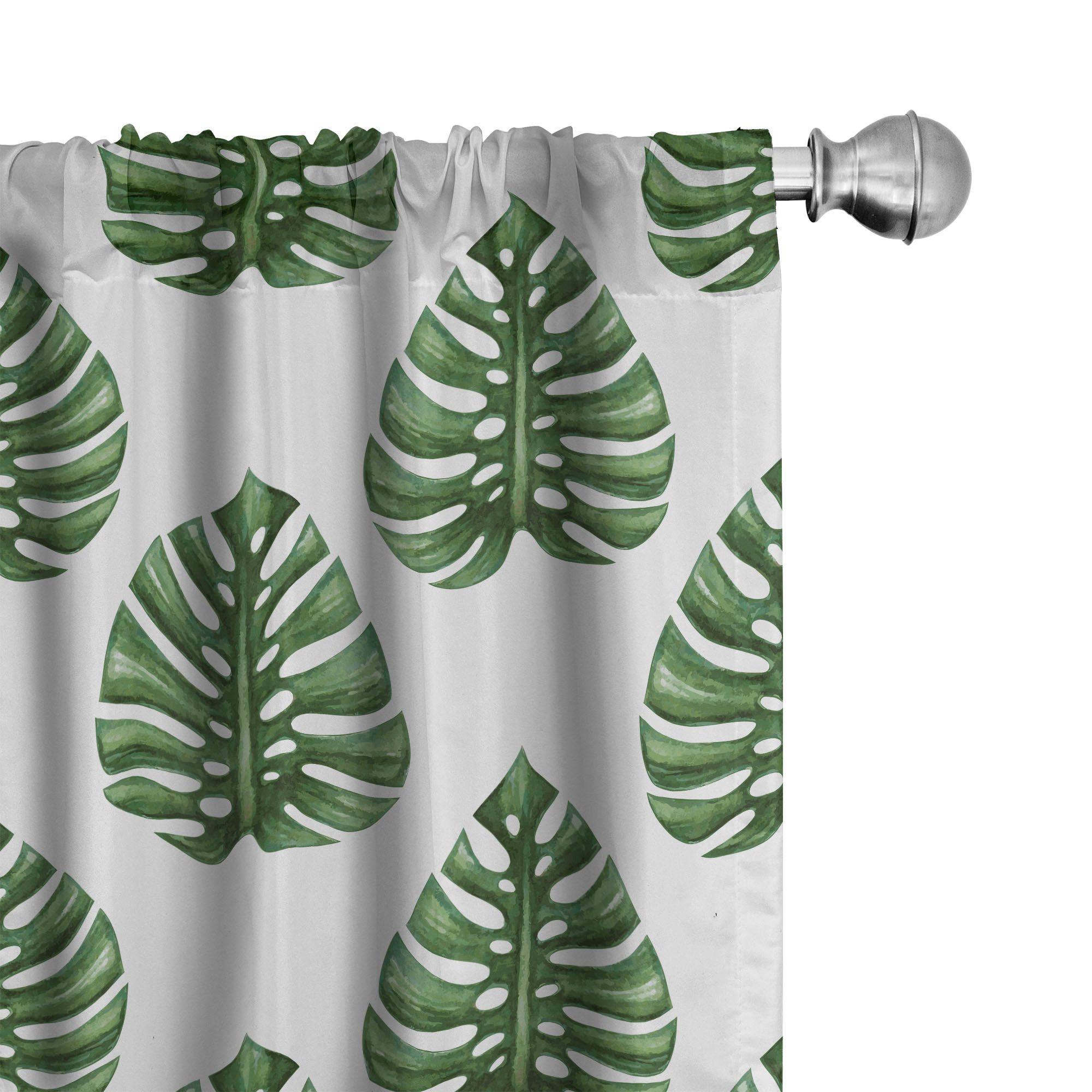 Abakuhaus Gardine Vorhang für Wohnzimmer Schlafzimmer Dekor, Microfaser, Tropisch Handzeichnung Dschungel Blatt