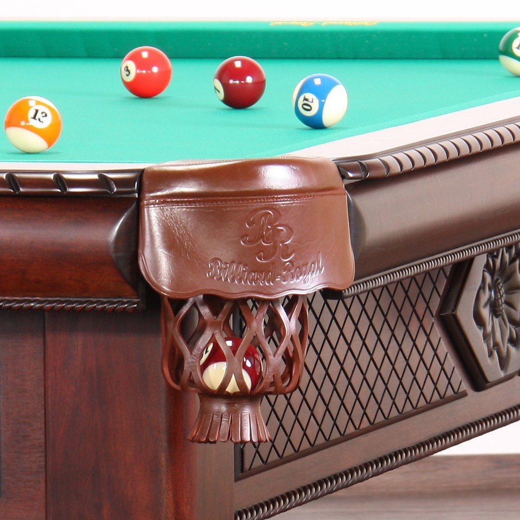 Billiard-Royal Billardtisch Apollo 9 ft., (Hochwertige und massive Ausführung in beliebter Billiard-Royal® Qualität), 3-tig Naturschieferplatte, Echtleder Auffangtaschen, Bandengummi K55