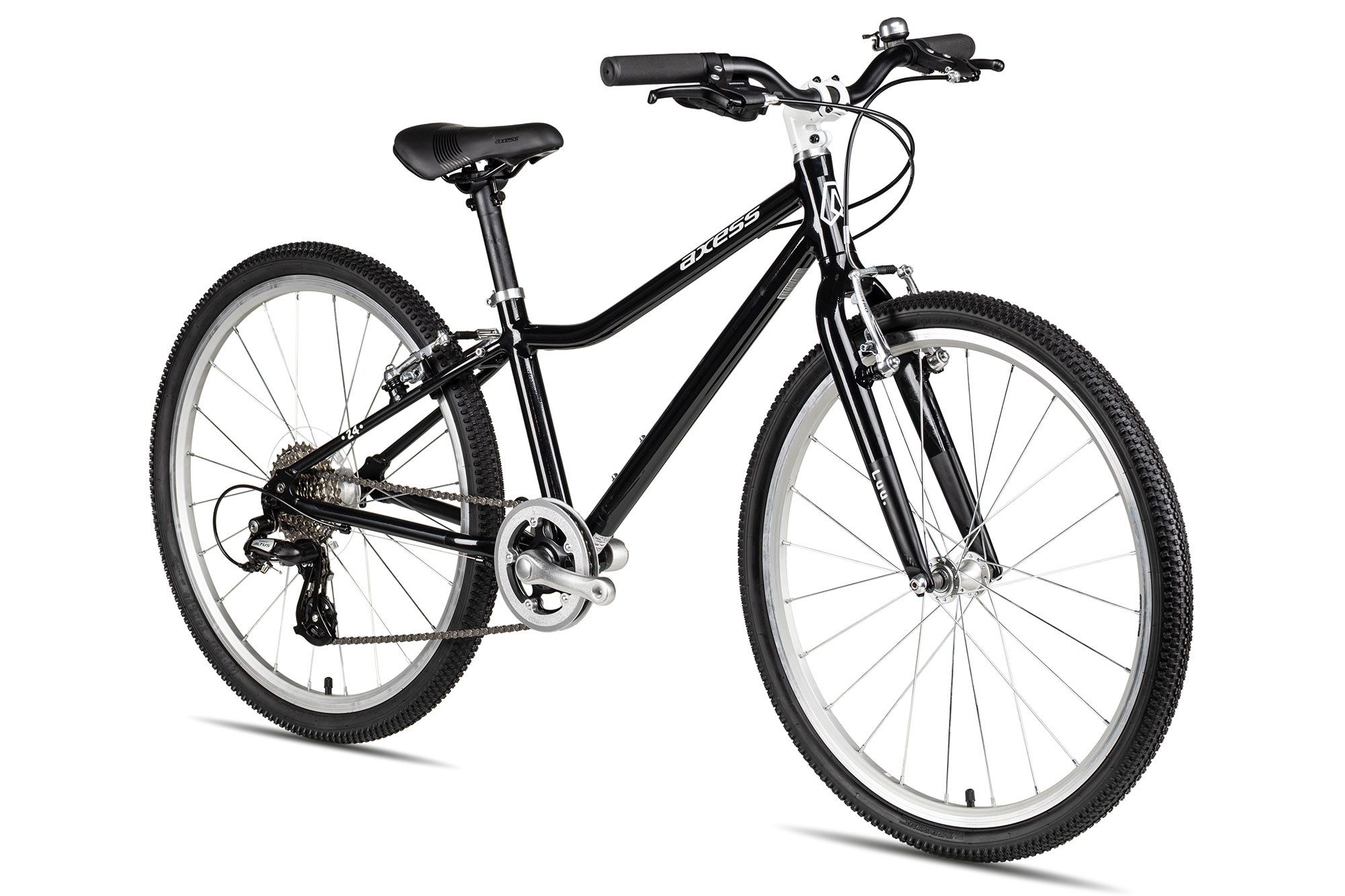 Axess Kinderfahrrad LUU. 24, 8 Gang Shimano Altus RD-M310-L Schaltwerk, Kettenschaltung, dreifach-konifizierter Aluminiumrahmen schwarz/grau