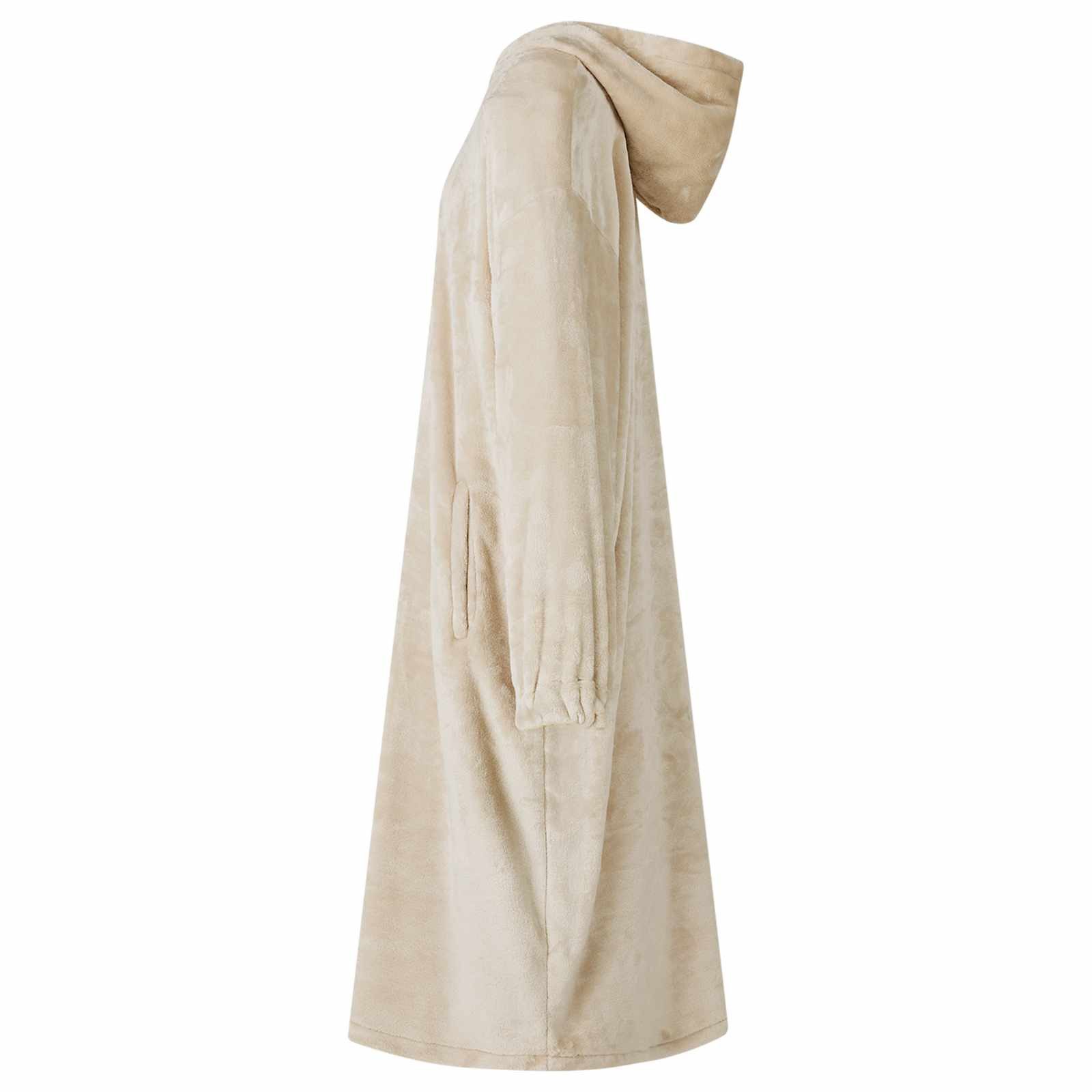vidaXL Damenbademantel S Decken-Hoodie Beige S Flanell, 100% Baumwolle