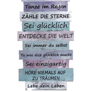 Bada Bing Holzbild Plankenschild 80 x 30 Schild Lebenseinstellung, Pastell 13