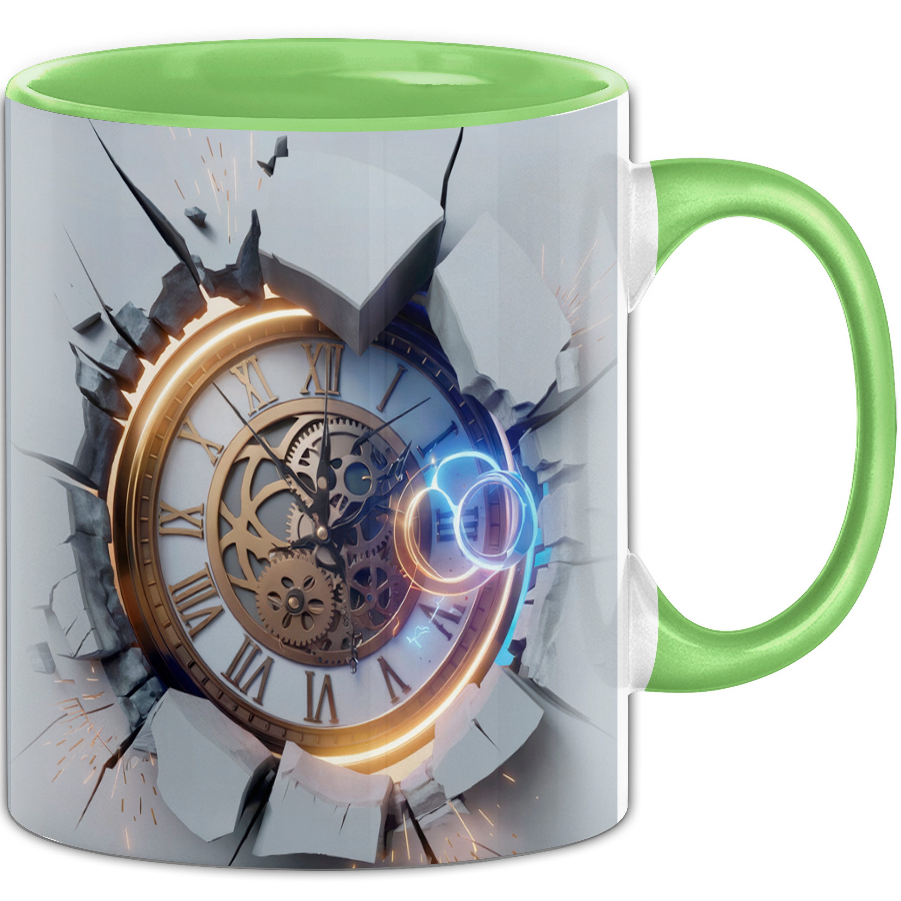 Trendation Tasse 3D Uhr Tasse Geschenk Uhr Durchbruch Wand Grafik Geschenkidee für Uh