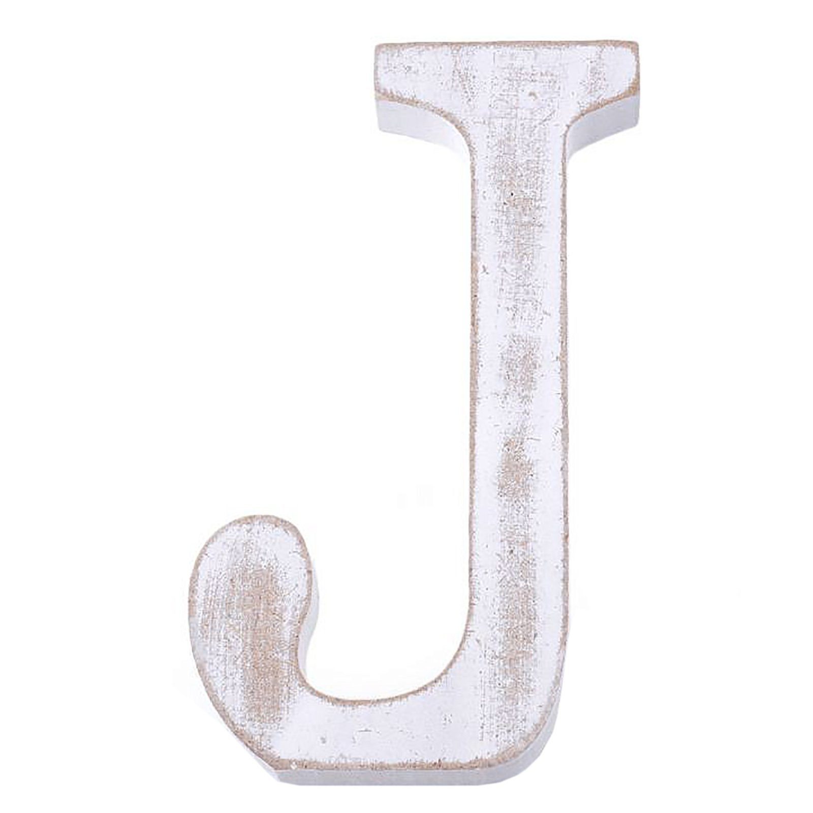 maDDma Deko-Buchstaben 3D Holzbuchstabe 11 cm, "J" Einzelbuchstabe weiß-vintage