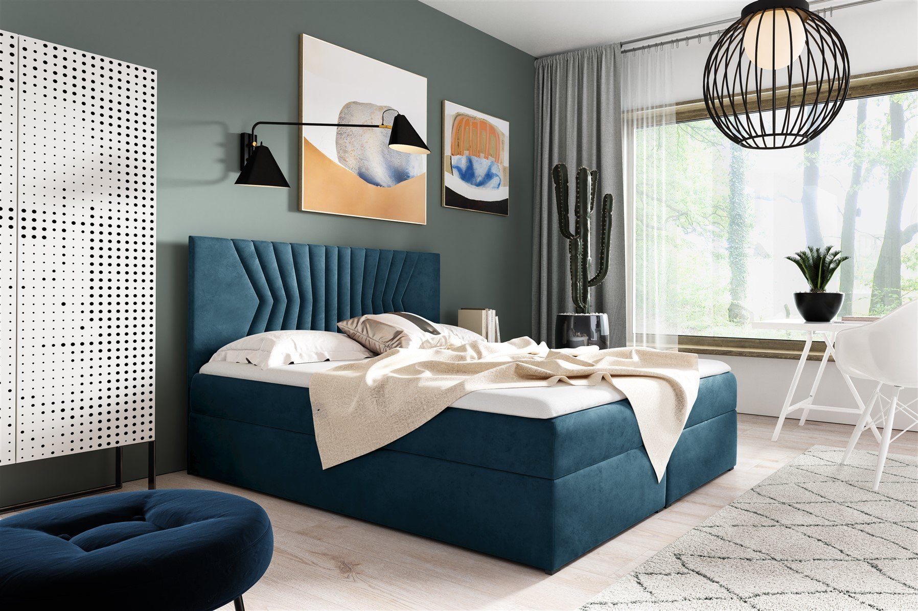Fun Möbel Boxbett Schlafzimmerbett LAZARO Nr.2 in Stoff Fresh (inkl. Bettkästen, inkl. Kaltschaumtopper), eingebautes Liftsystem für Bettkästen