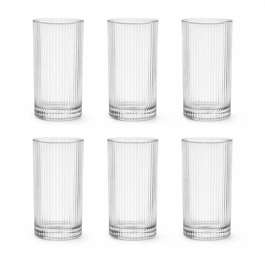 Almina Gläser-Set Terra Grande Longdrinkgläser 320 ml - 6-teiliges Set in Relief-Design, 6-tlg., Glas – Bild 5 von 5