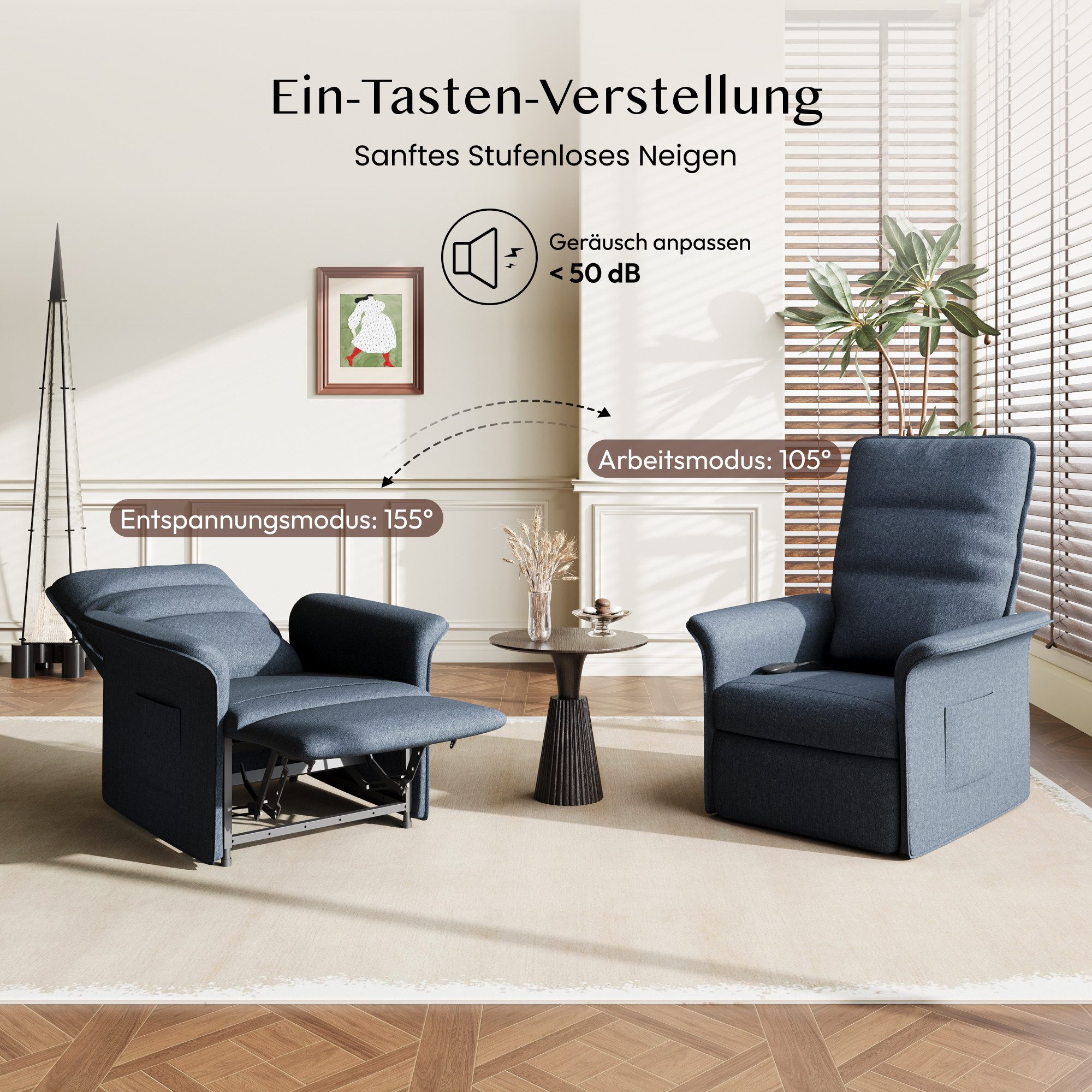 FLEXISPOT Sessel Elektrischer Relaxsessel – Ergonomischer Liegesessel mit Relaxfunktion (leicht zu montieren, kompakt verpackt & einfach zu transportieren), Fernsehsessel, ergonomisch, bis 200 kg belastbar, 105°-155°