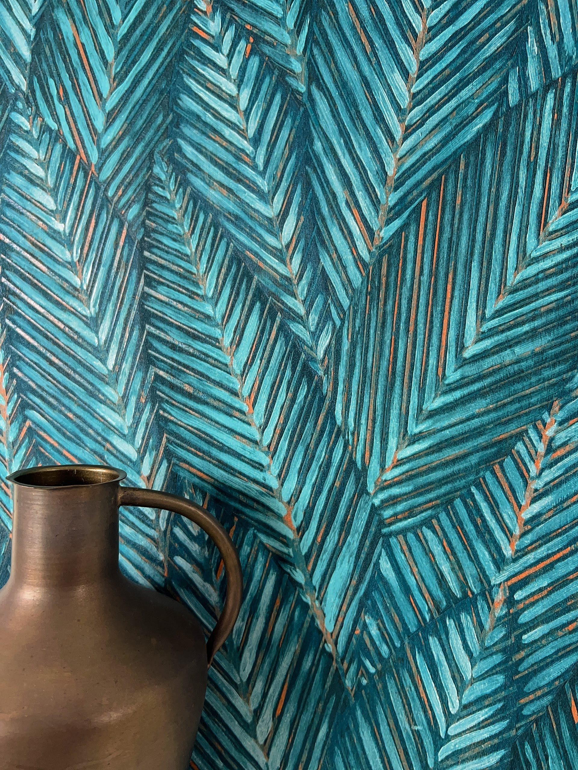Newroom Vliestapete, Blau Tapete Modern Dschungel günstig online kaufen