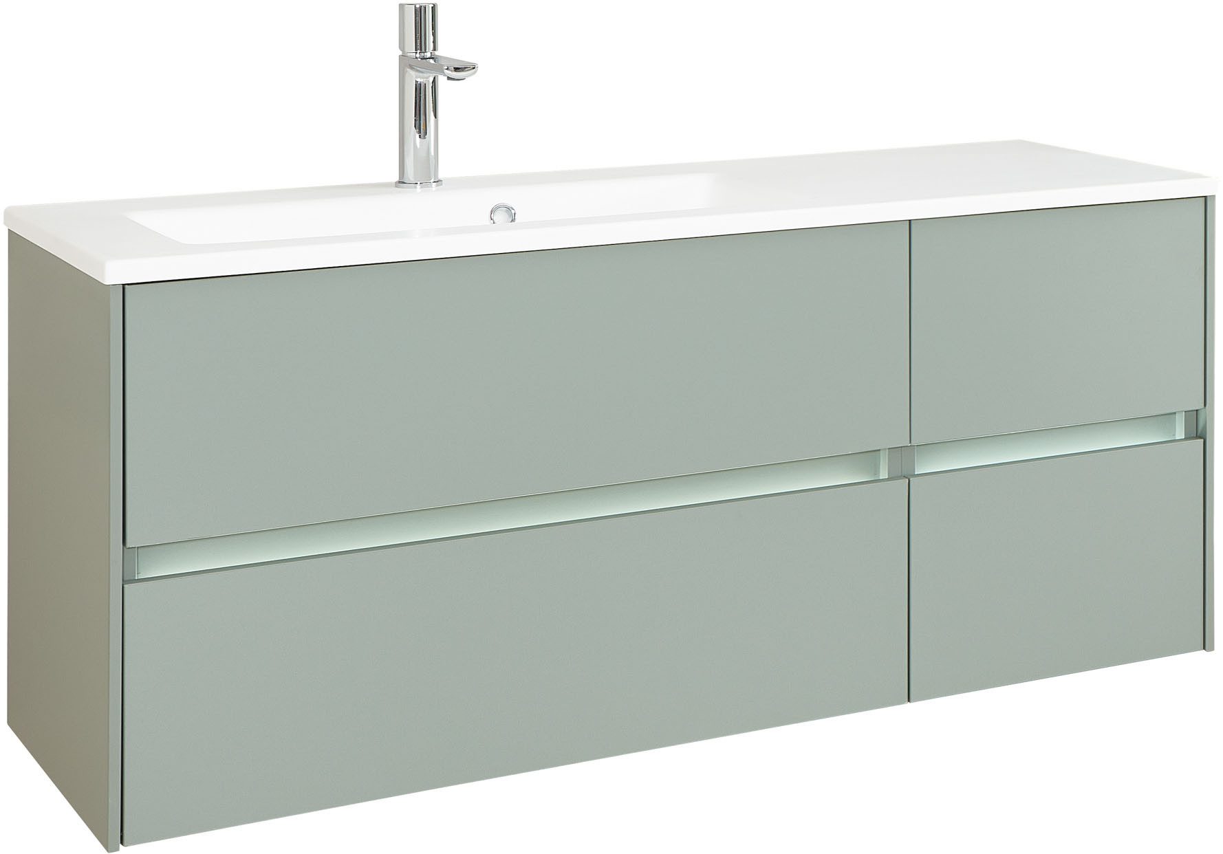 Saphir Waschtisch Solid-Surface-Waschtisch mit Unterschrank Serie 6010,vormontiert,113cm (2-St), Waschplatz, 4 Schubladen, LED-Beleuchtung, Badmöbel Set mit Waschtisch