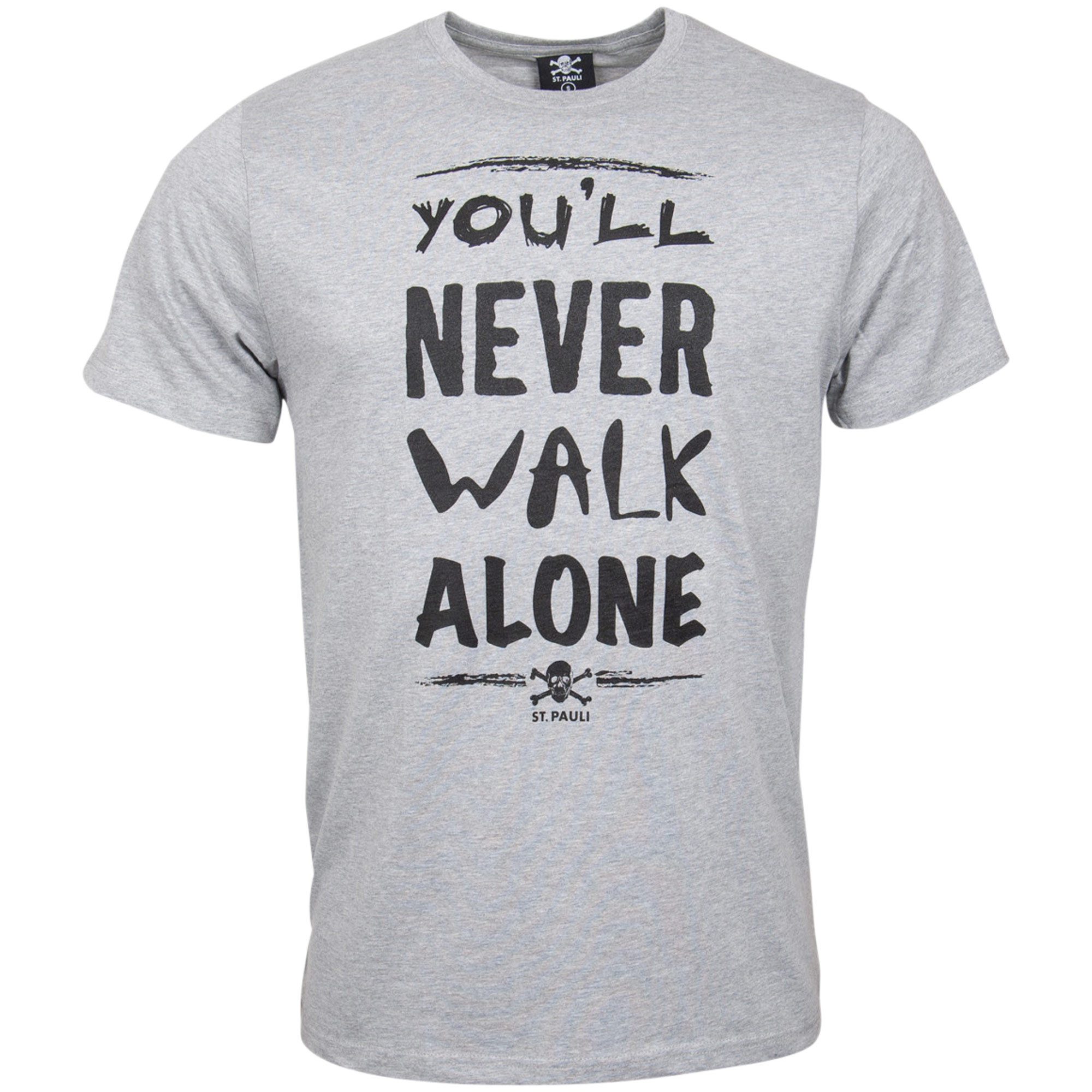 FC St. Pauli Print-Shirt FC St. Pauli - T-Shirt You'll never Walk Alone - Grau-Schwarz