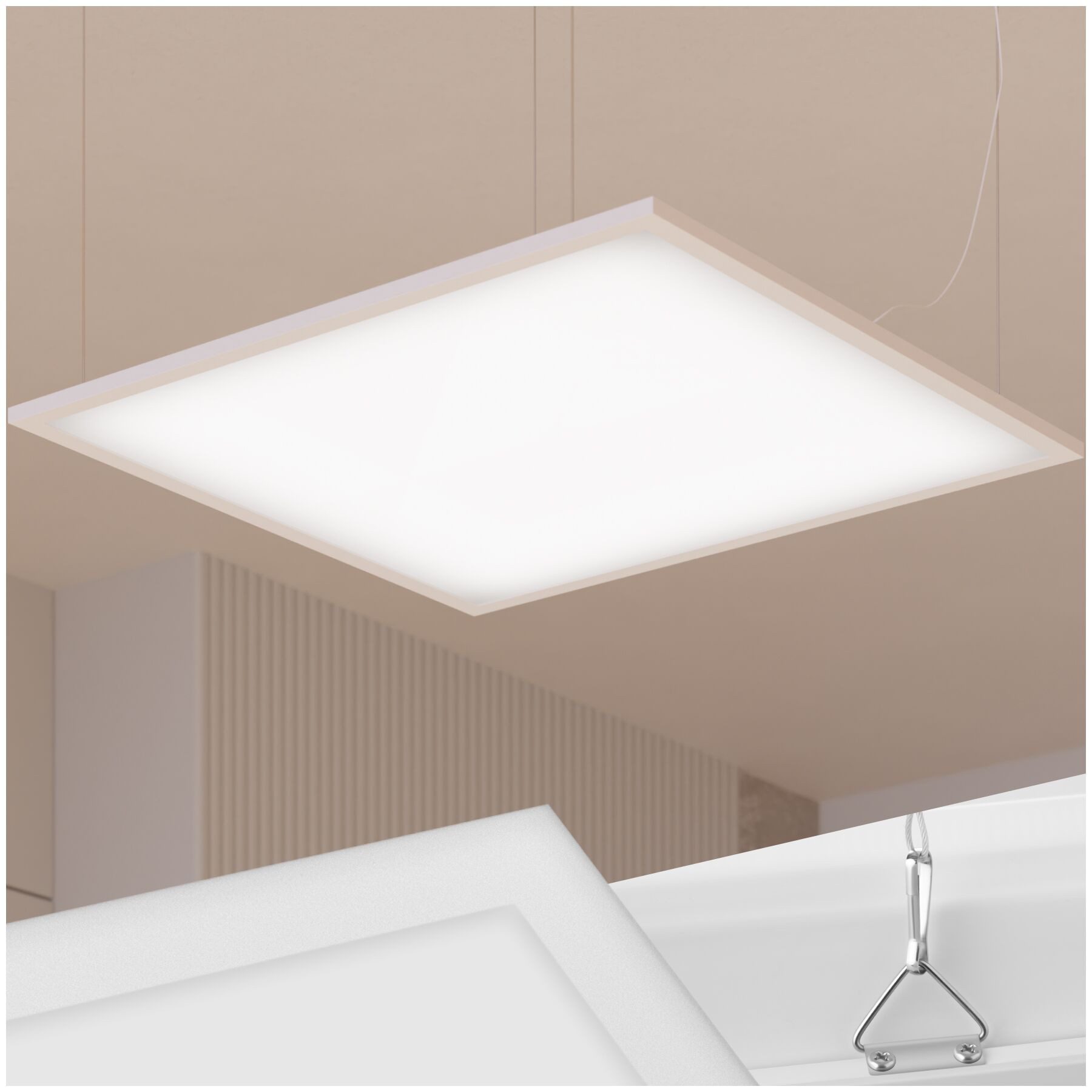 tectake Deckenleuchten Ultraflaches LED-Panel warmweiß für vielseitige Innenbeleuchtung, Blendfrei mit Backlighteffekt, Inkl. Zubehör