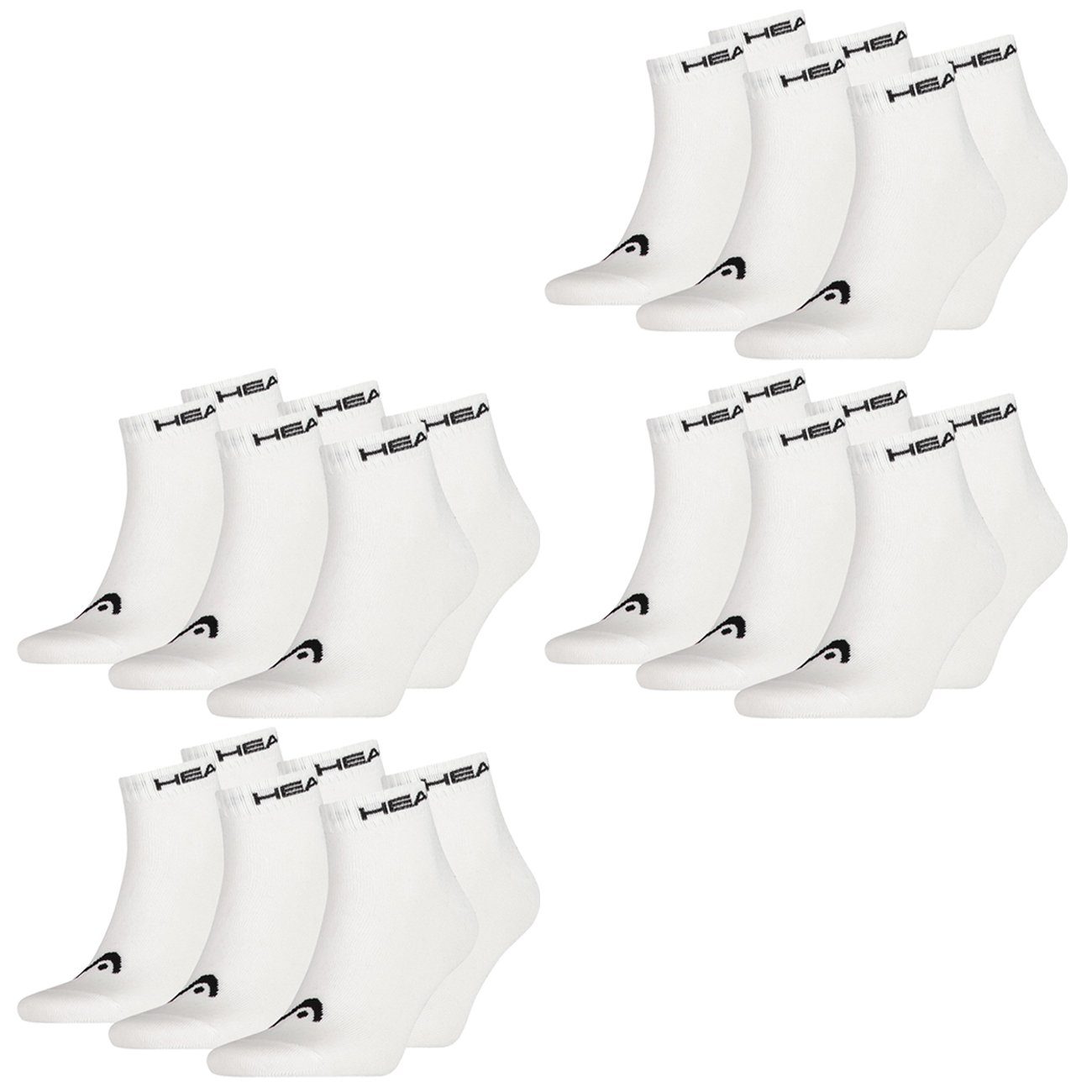 Head Kurzsocken Quarter Unisex 6er Pack (12-Paar) mit Logoripbund 12 Paar White (300)