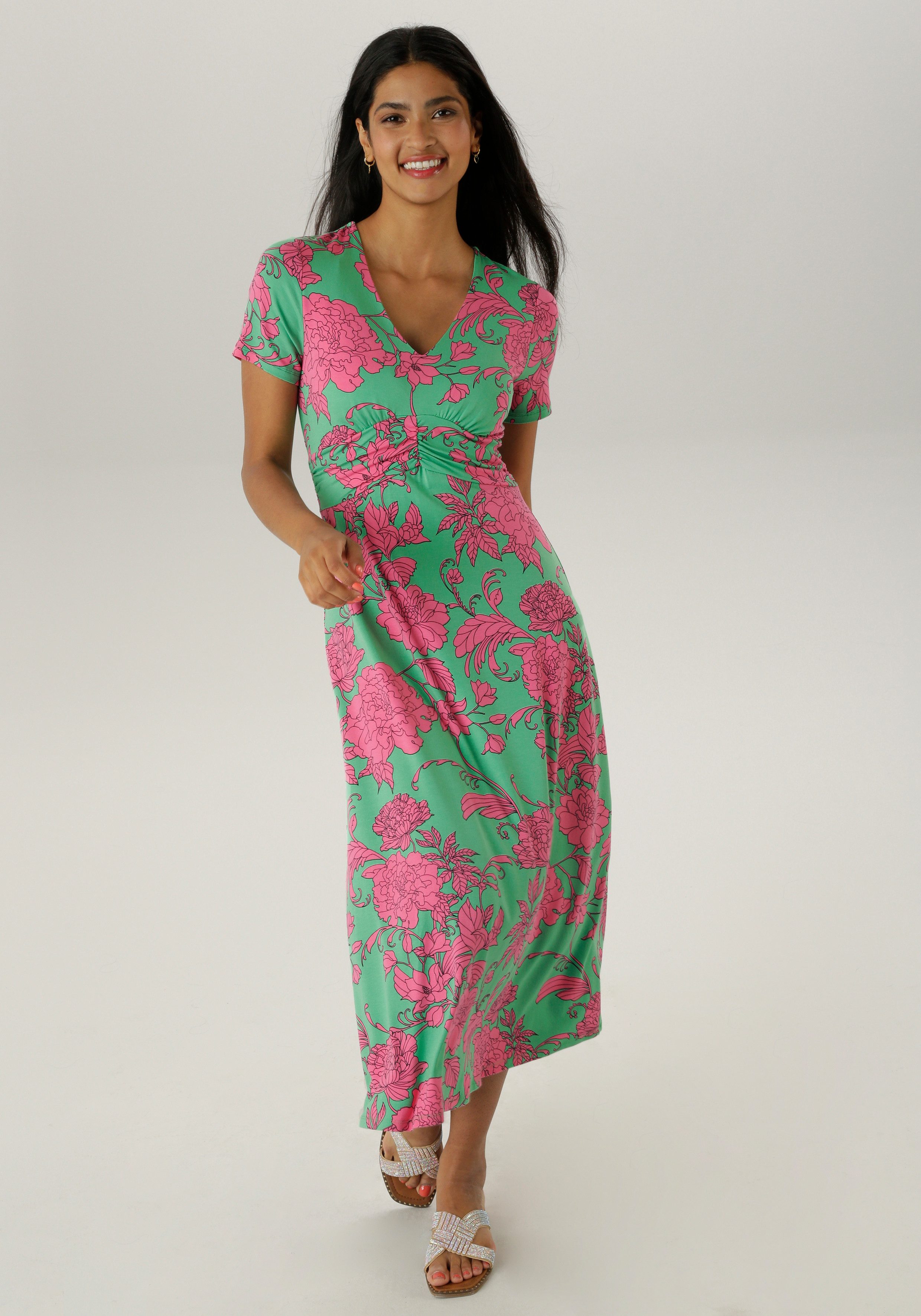 Aniston SELECTED Sommerkleid mit abstrakten Blüten- günstig online kaufen