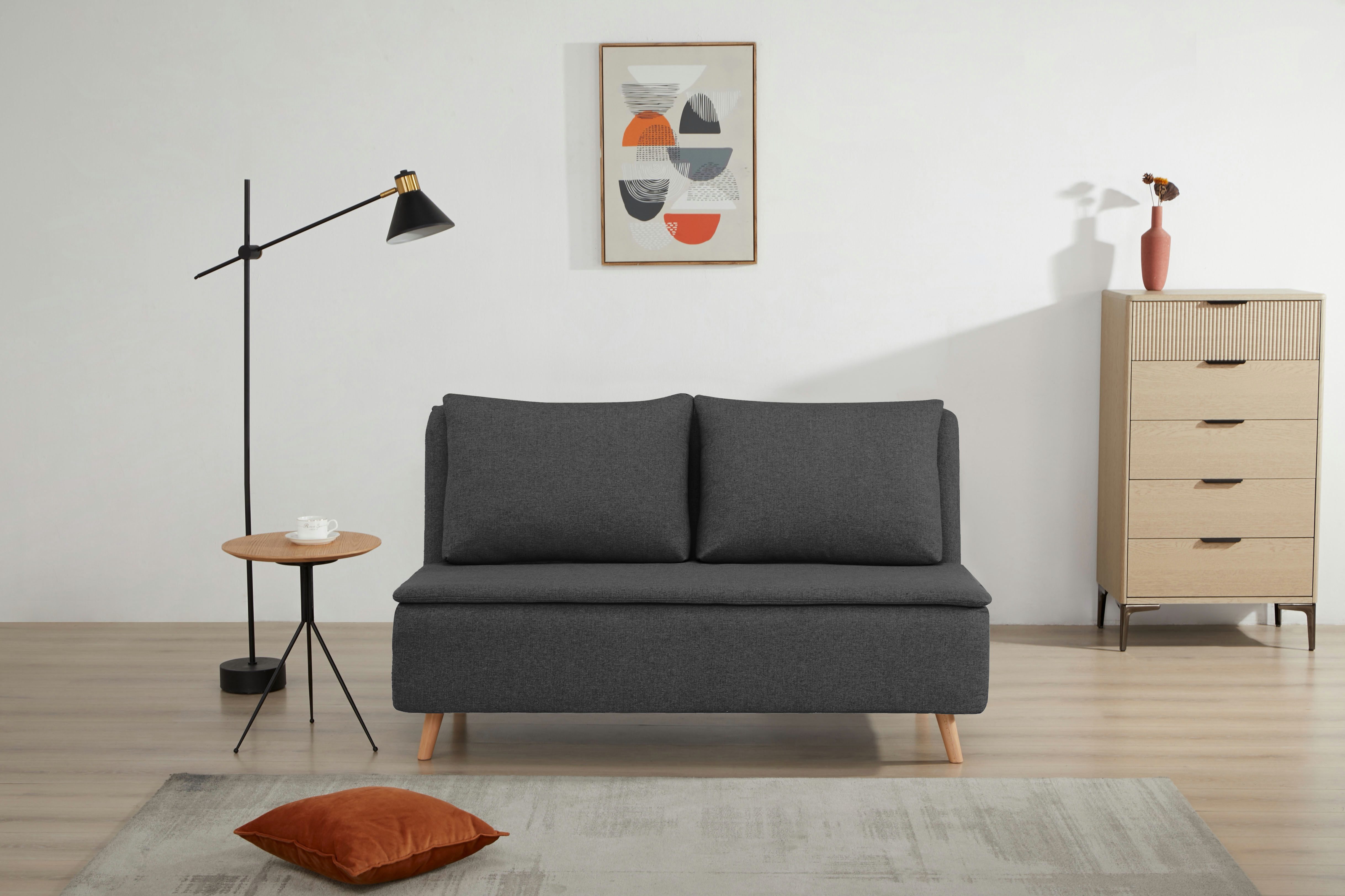 Schlafsofa AINSLEY 140 cm -2-Sitzer, verstellbare Rückenlehne