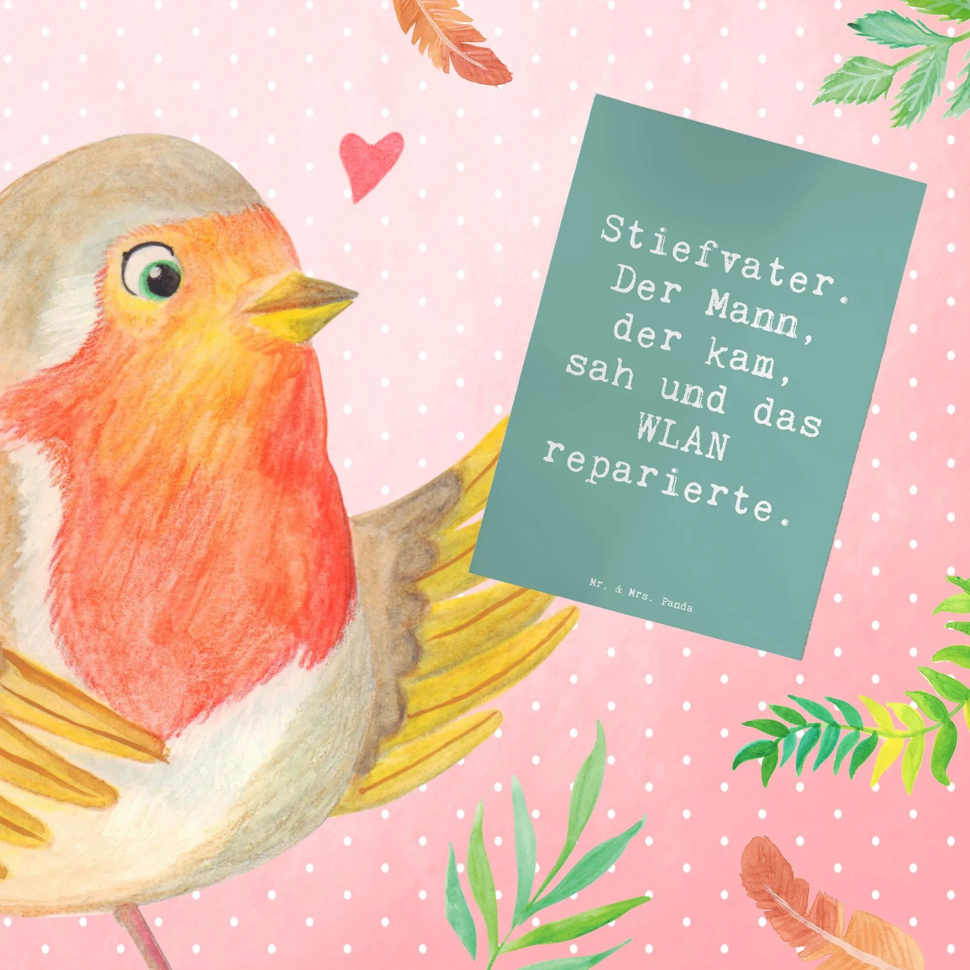 Thumbnail - Mr. & Mrs. Panda Grußkarte Spruch Stiefvater Held - Meeresbrise - Geschenk, Geburtstagskarte, Gl, Herzberührende Sprüche