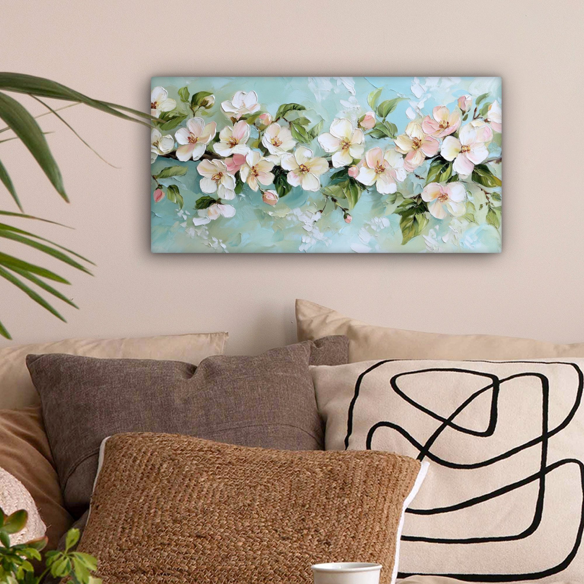 OneMillionCanvasses® Leinwandbild Panorama Blüte - Blätter günstig online kaufen