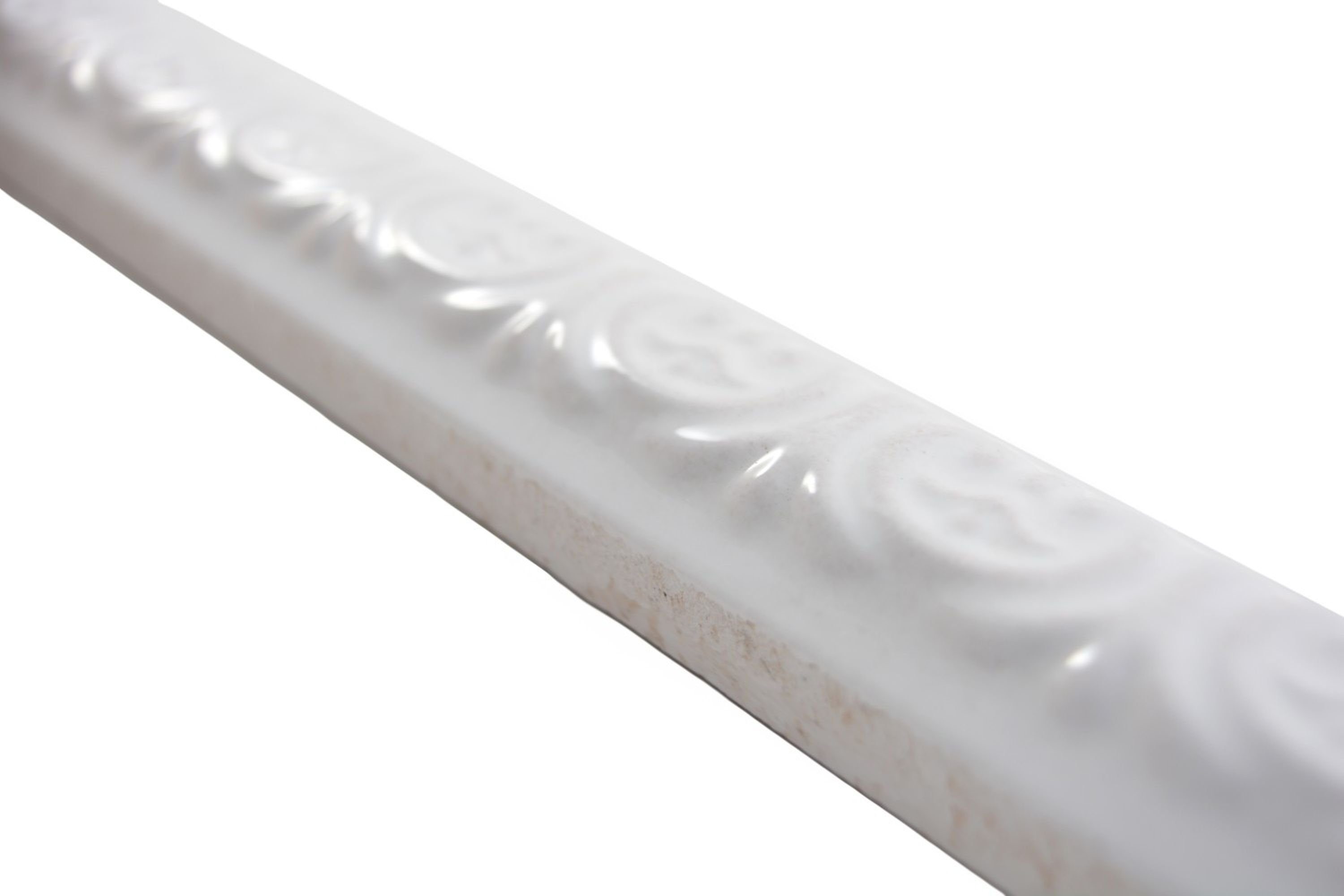 Stück, / Mosani 10 Keramikmosaik Borde glänzend Weiß weiß Fliesen-Bordüre Profil