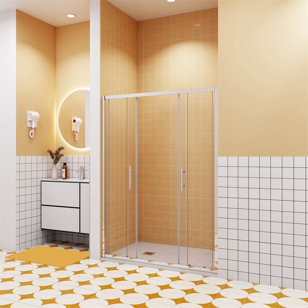 AICA Dusch-Einflügeltür 5mm ESG Sicherheitsglas Schiebetür Duschtür Duschkabine, 140x190 cm, (Set) Glas