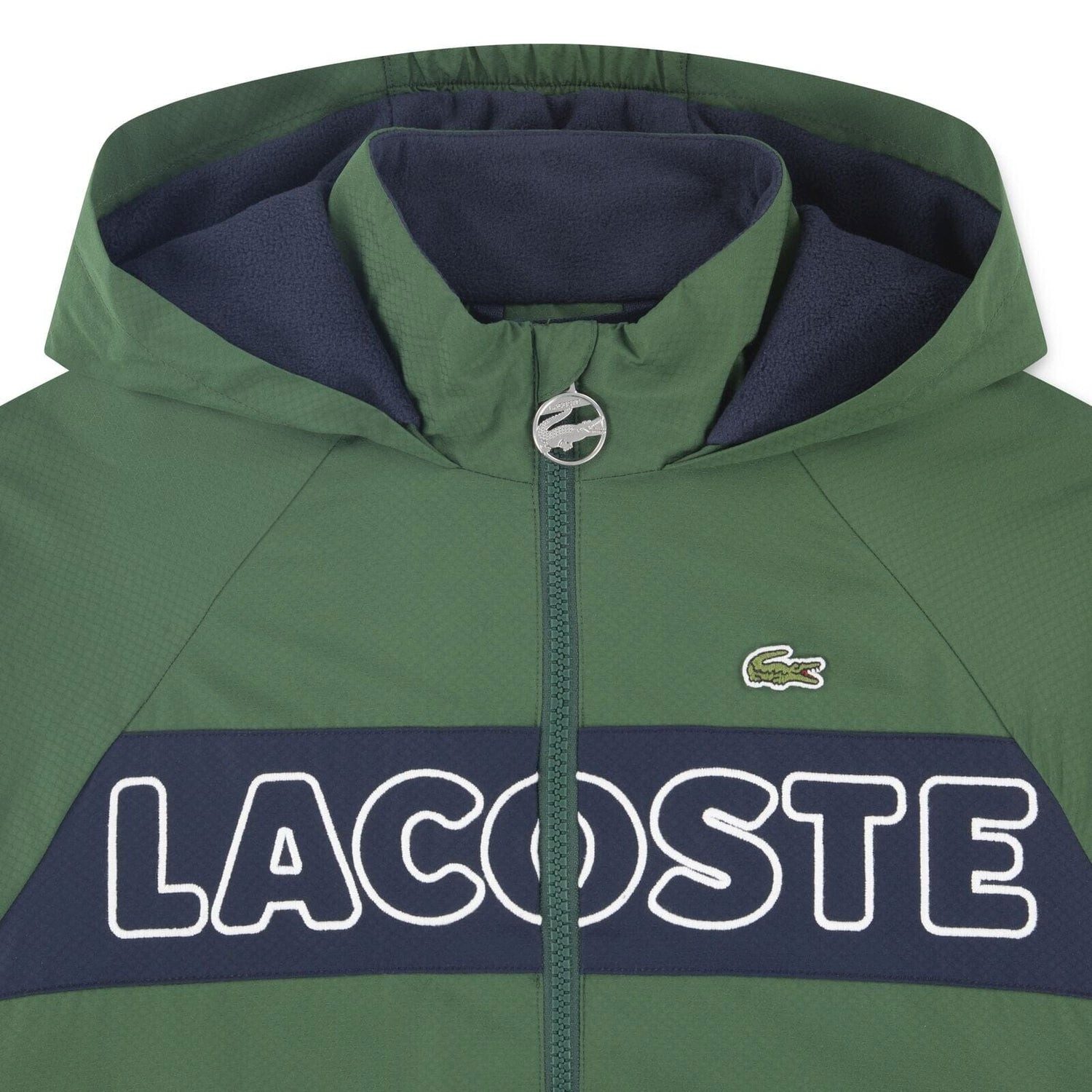 Lacoste Outdoorjacke LACOSTE Kids Kapuzenjacke „Logo Panel“ – Grün/Marine