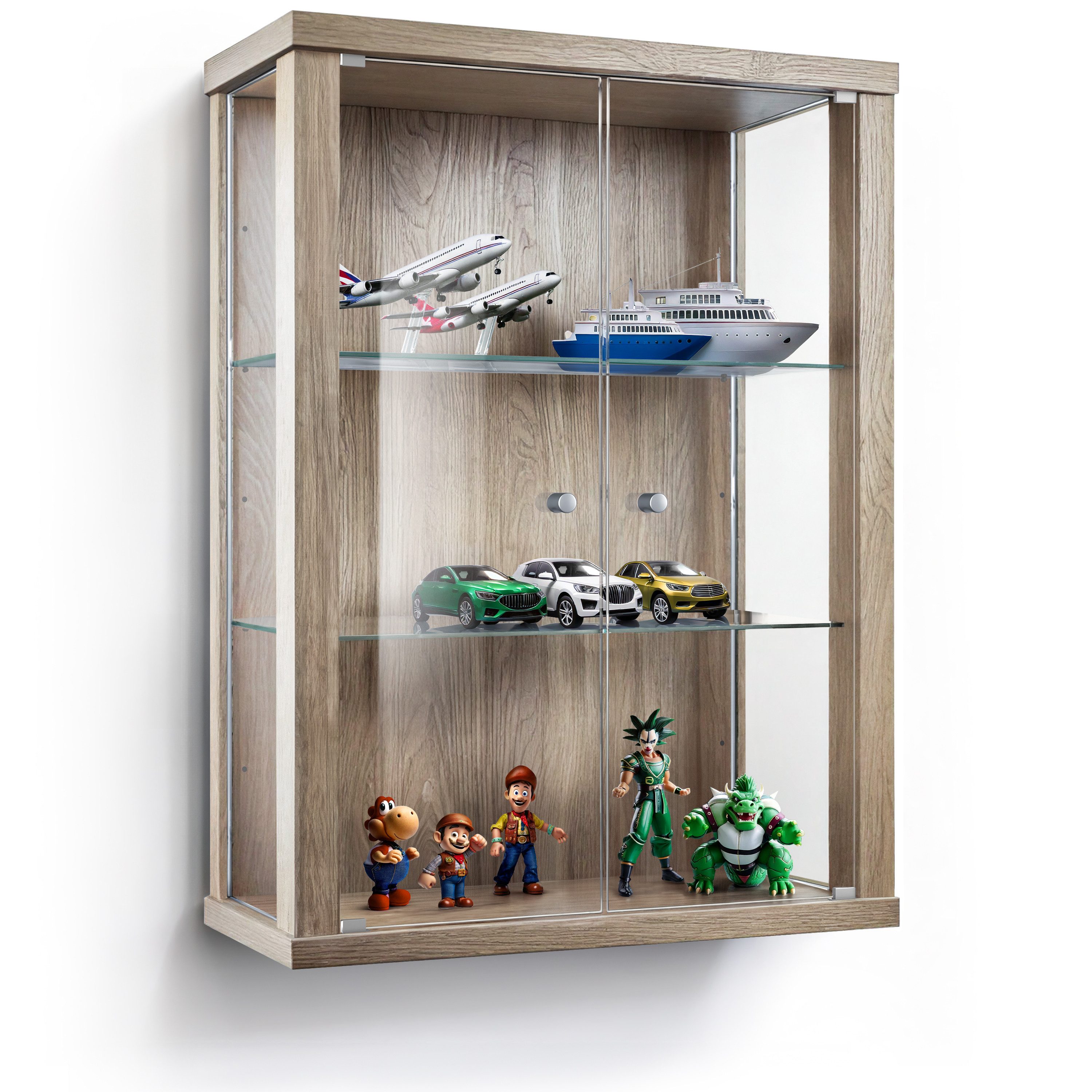 K-Möbel Hängevitrine C1012 (Glasvitrine (80x60x25 cm) mit 2 Glastüren) Glas günstig online kaufen