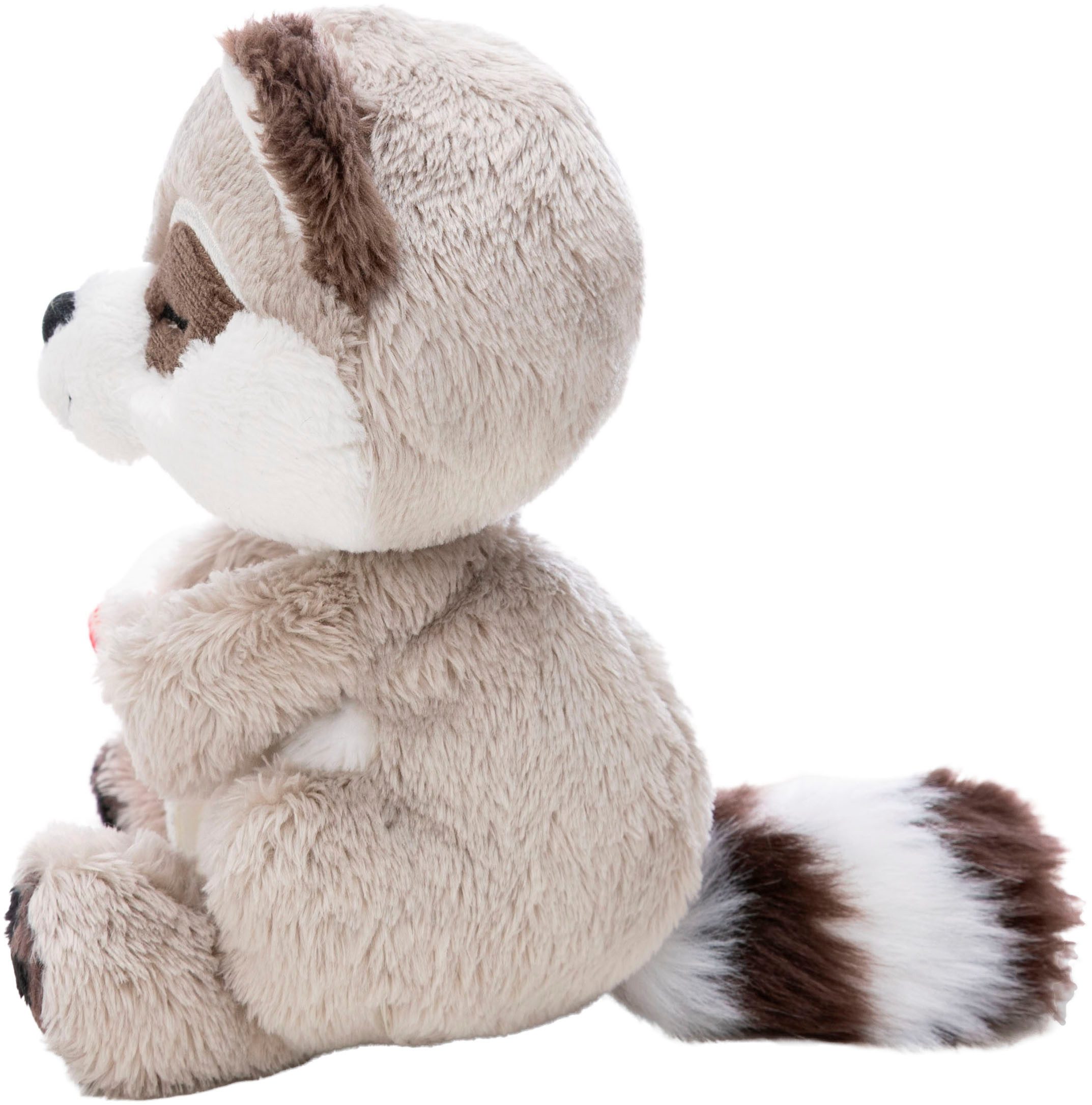 Nici Kuscheltier Sleeping Pets, Waschbär mit Fliegenpilz schlafend im Körbchen