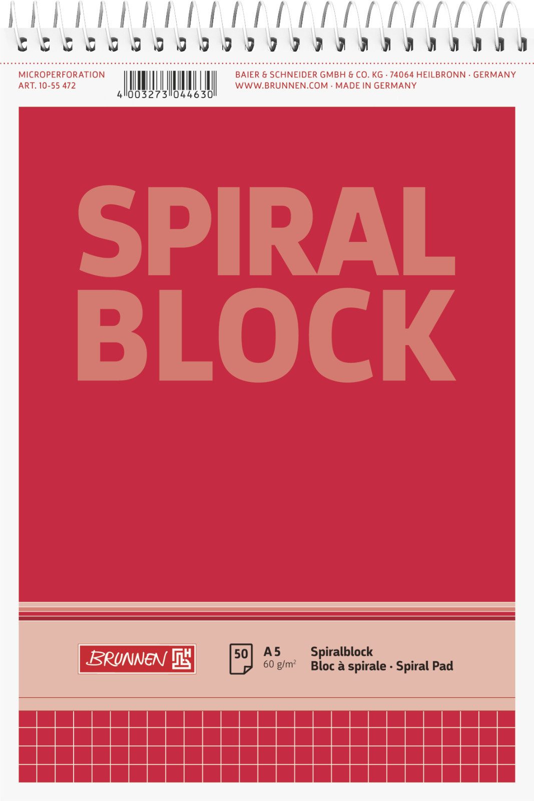 Notizblock Spiralblock A5 60 g/m² 50 Bl kariert 10-55472 Notizblock Spirale