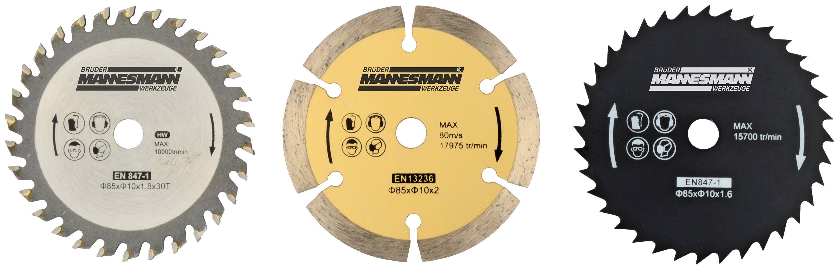 mm, 600 1 Brüder 2 und Werkzeuge Trennscheibe Watt, Mannesmann Set, Sägeblätter inkl. Handkreissäge 85 Mini-Handkreissäge,