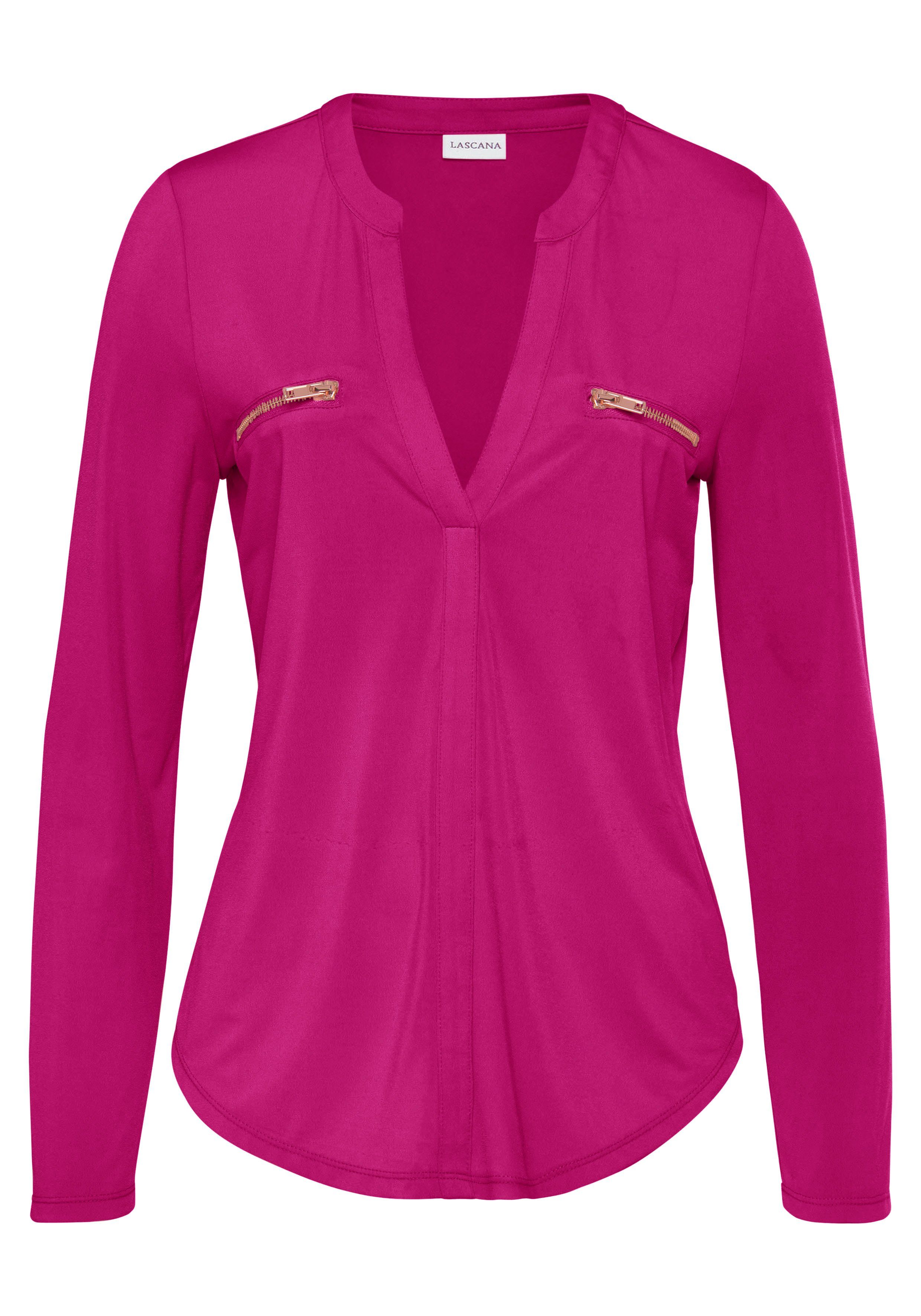 LASCANA Langarmshirt mit Reißverschlussdetails, Blusenshirt, legere günstig online kaufen