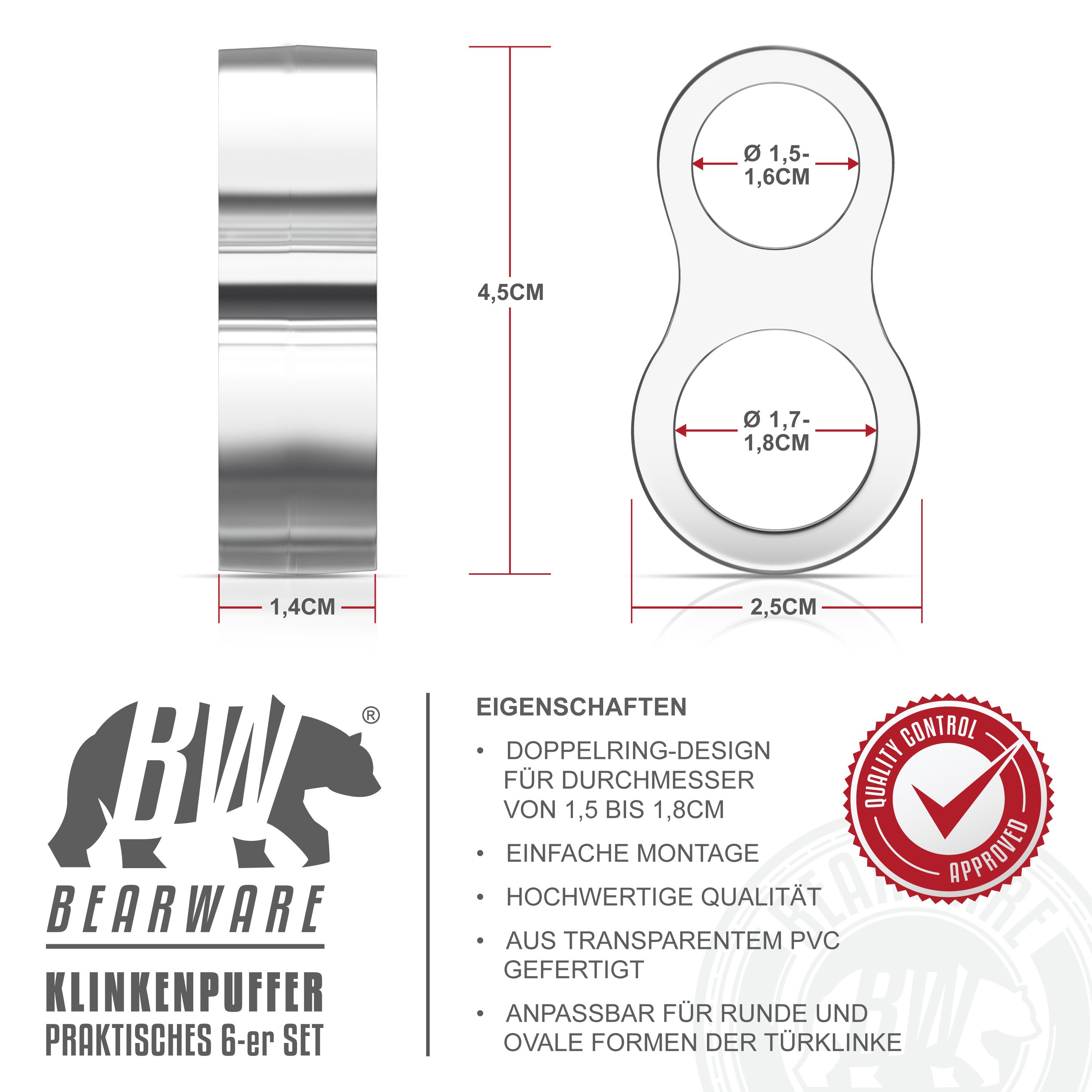 BEARWARE Wandtürstopper Türklinkenpuffer für Klinken 1,7 - 1,8 cm Durchmess günstig online kaufen