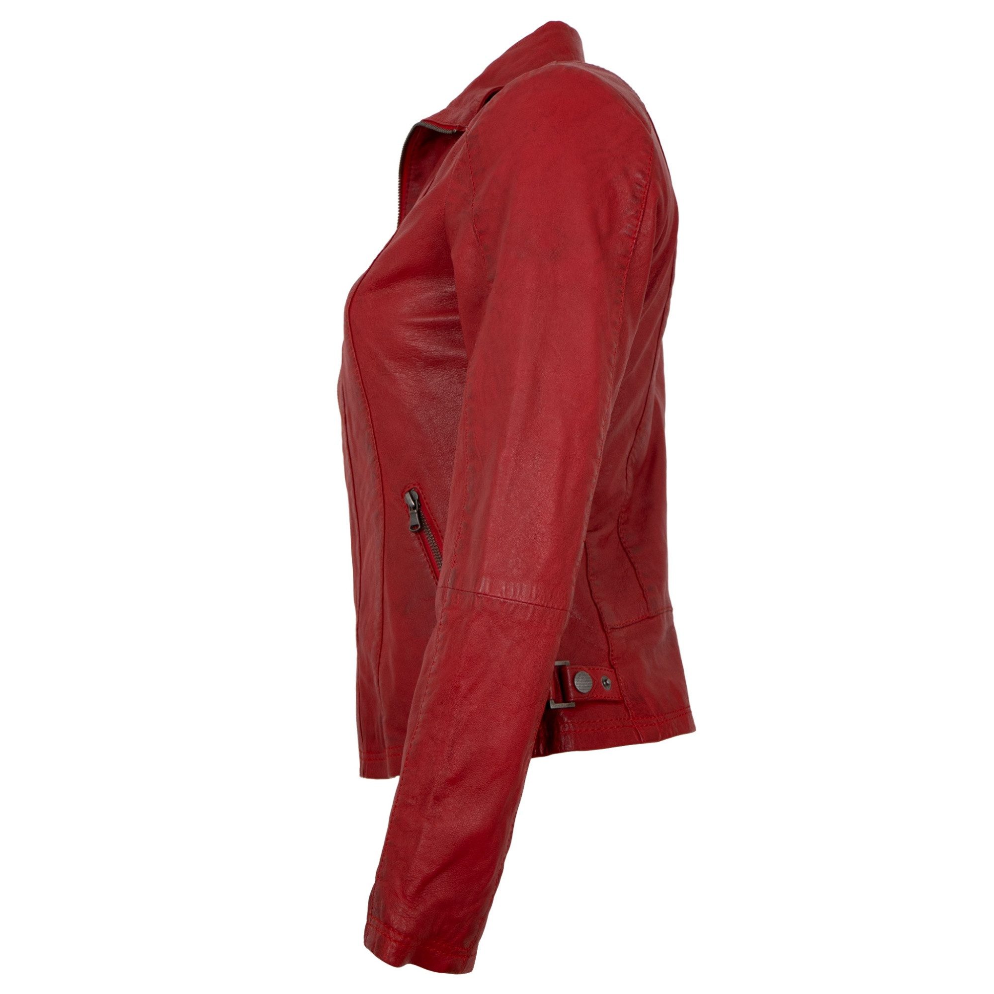 7eleven Lederjacke Ally 7eleven - Damen Lederjacke Lammnappa rot