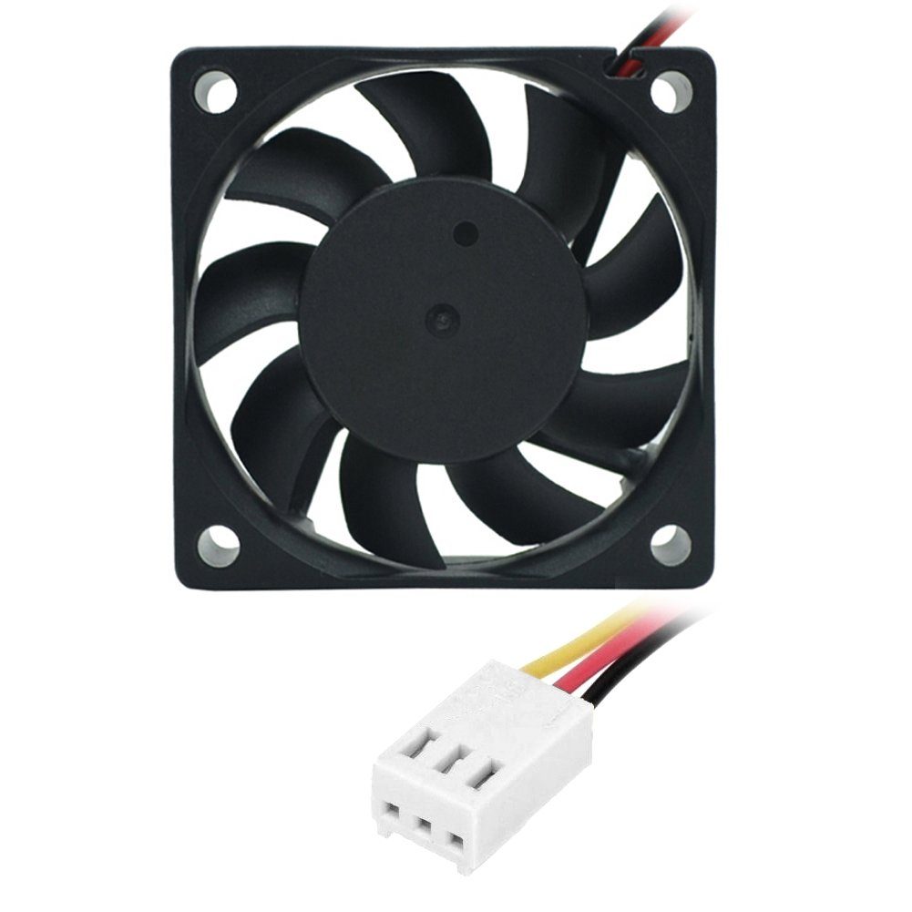 Bolwins Computer-Kühler R04 3pin 12V 60x60x15mm Brushless Lüfter Lüfterkühler Kühler Lüfter PC, 4500 RPM, leise 13 dB, langlebig, 3-Pin-Anschluss