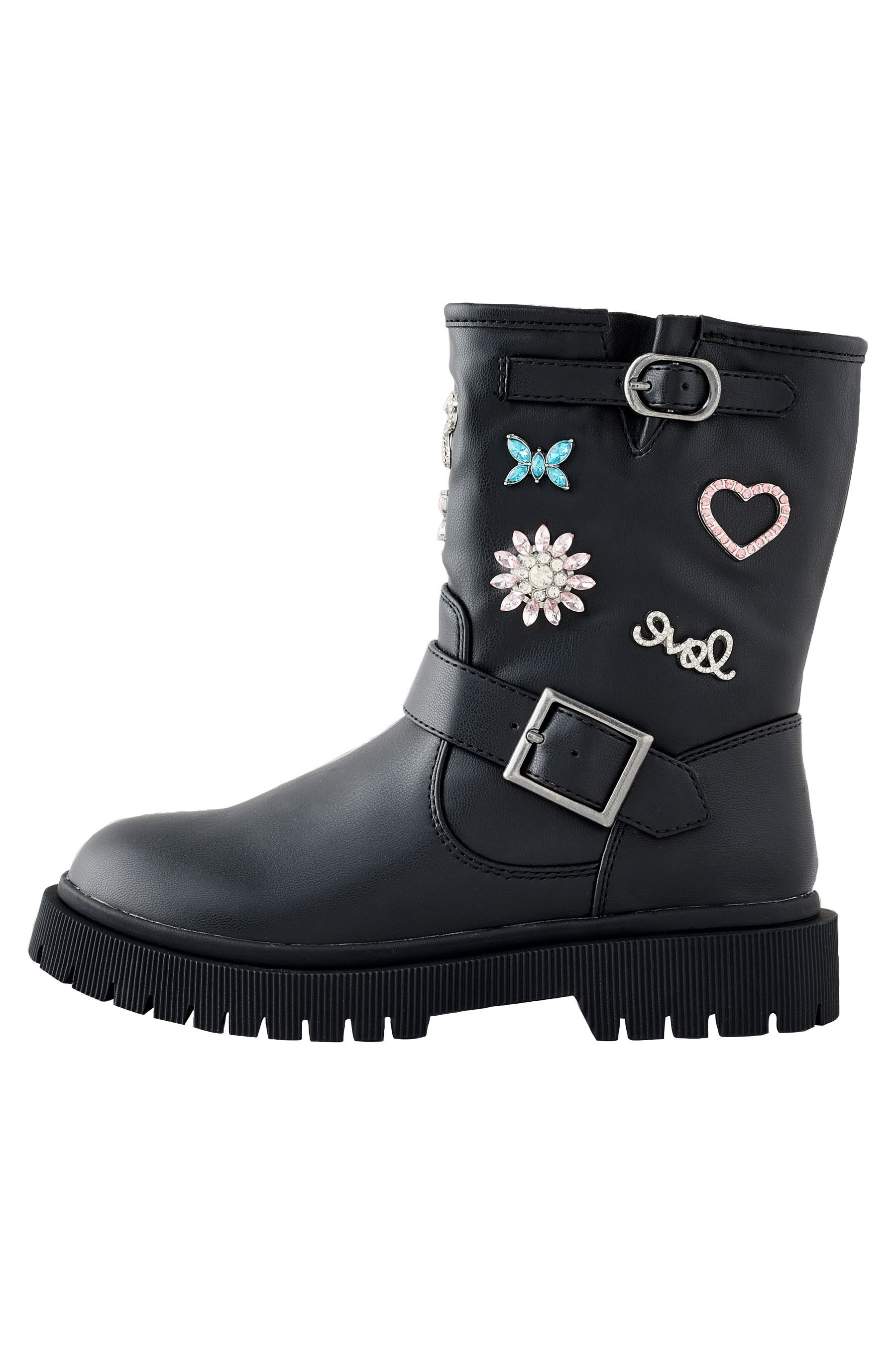 Verzierte Stiefel mit Brosche Stiefel
